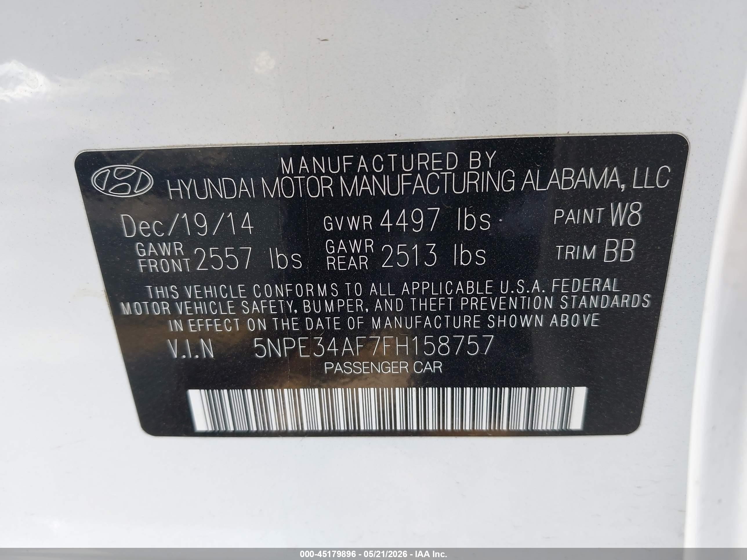 2015 Hyundai Sonata Limited Белый vin: 5NPE34AF7FH158757