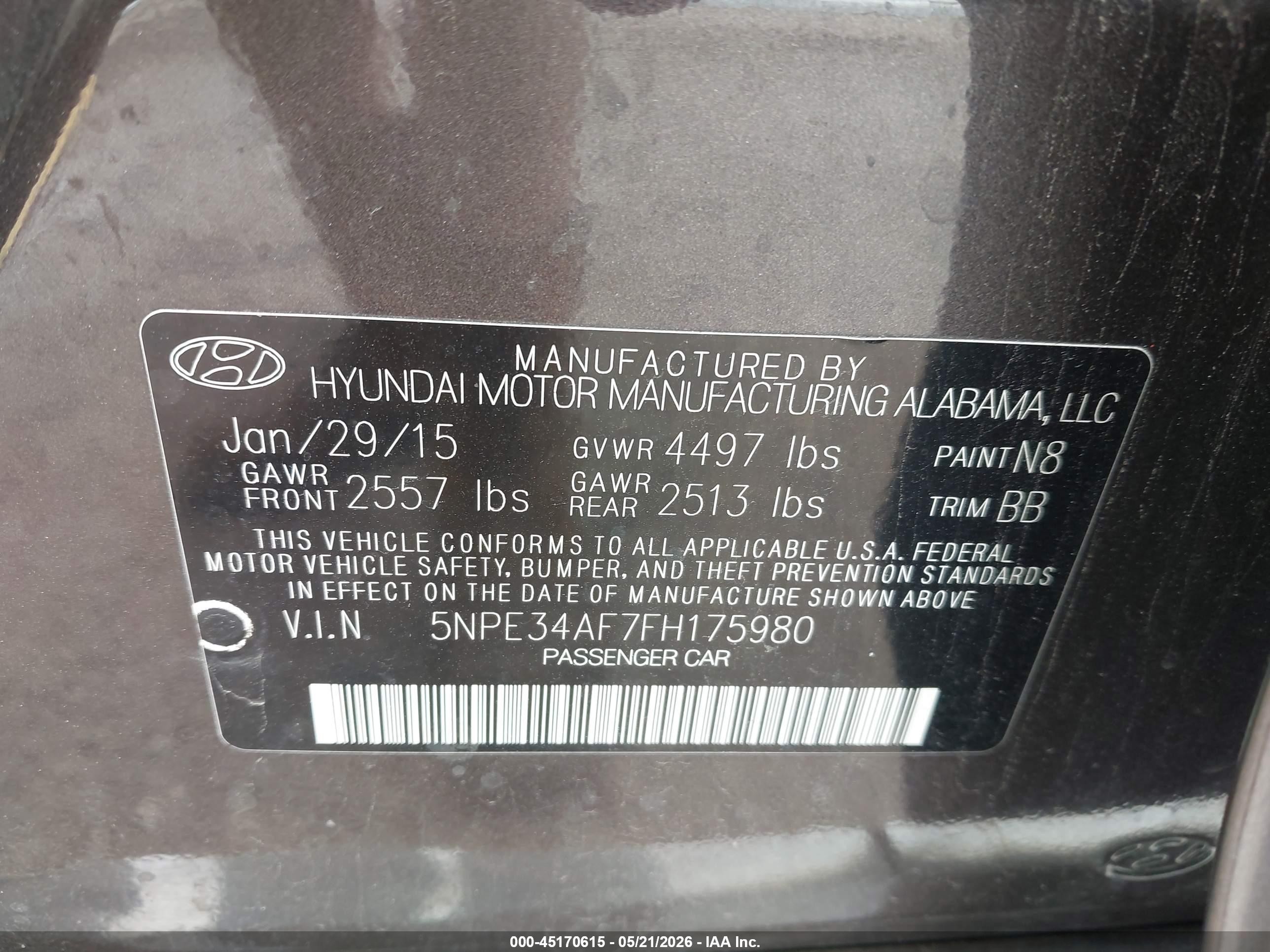 2015 Hyundai Sonata Limited Серый vin: 5NPE34AF7FH175980