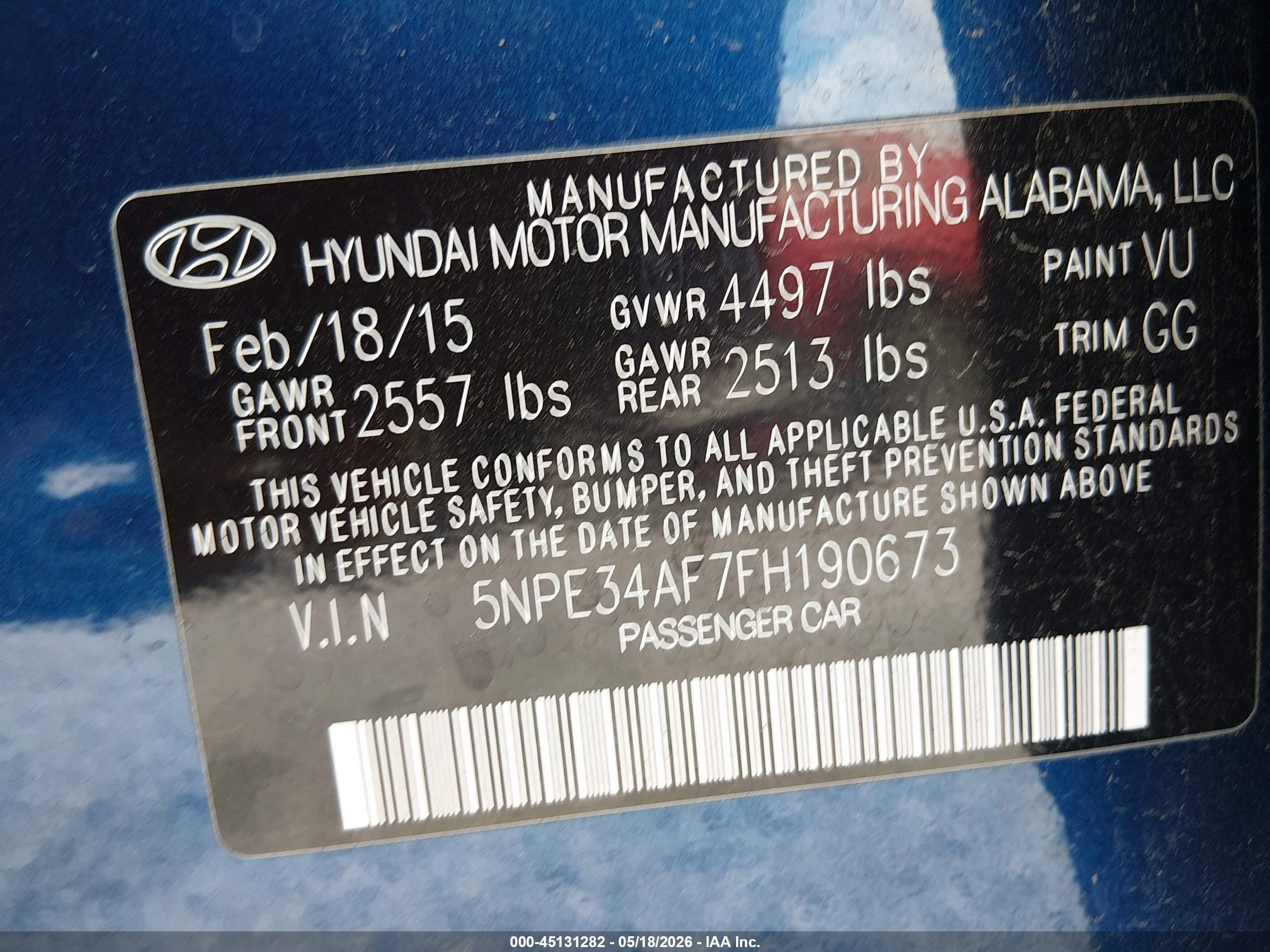2015 Hyundai Sonata Sport Синий vin: 5NPE34AF7FH190673