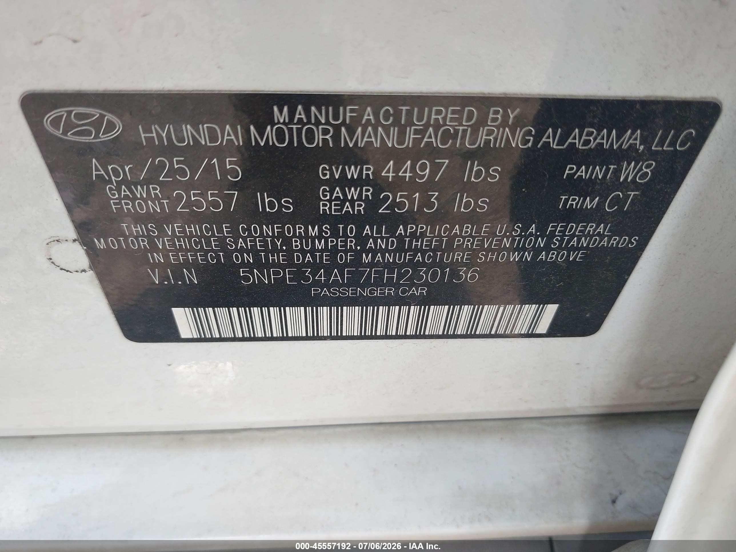 2015 Hyundai Sonata Sport White vin: 5NPE34AF7FH230136