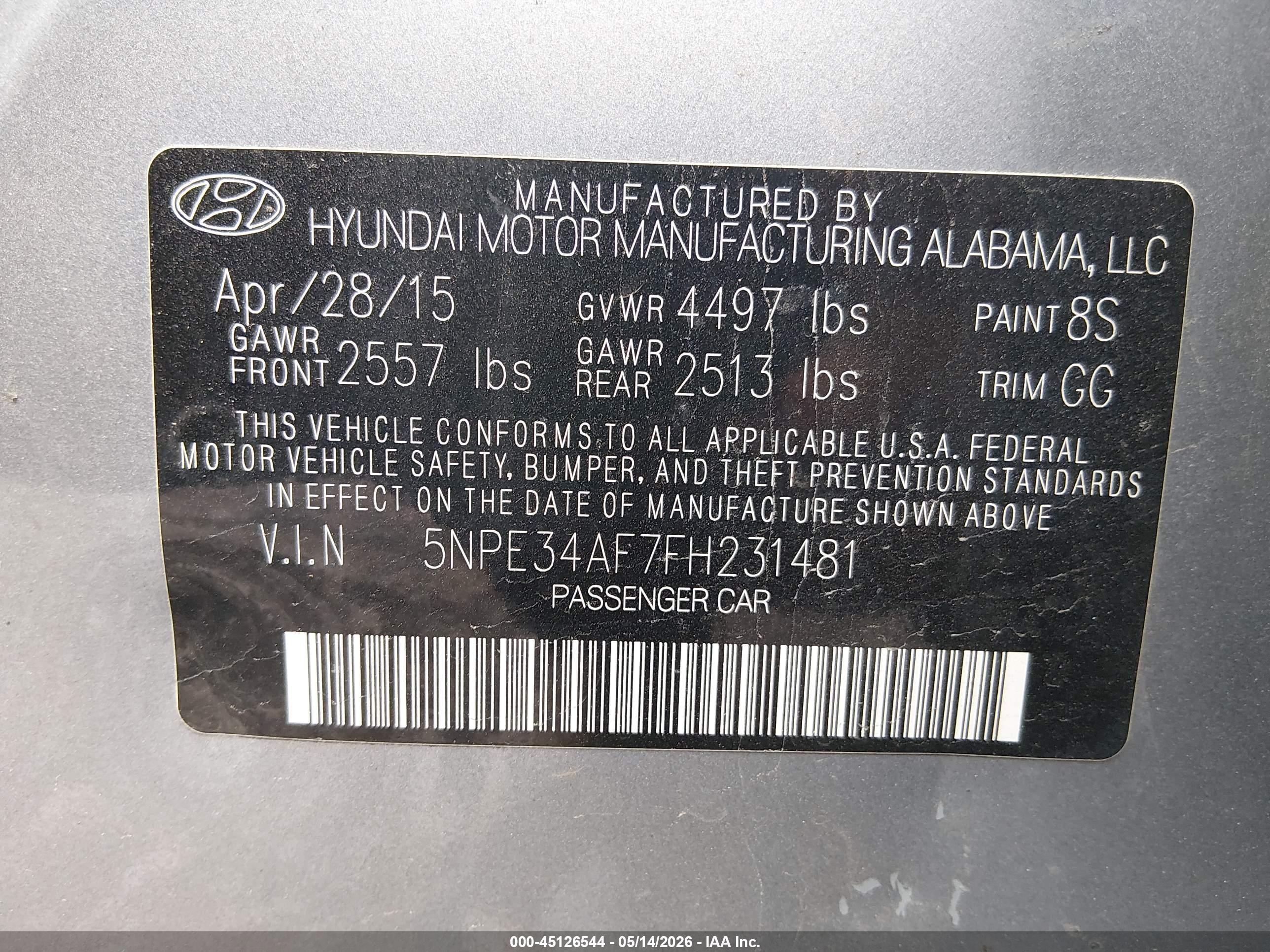 2015 Hyundai Sonata Limited Silver vin: 5NPE34AF7FH231481