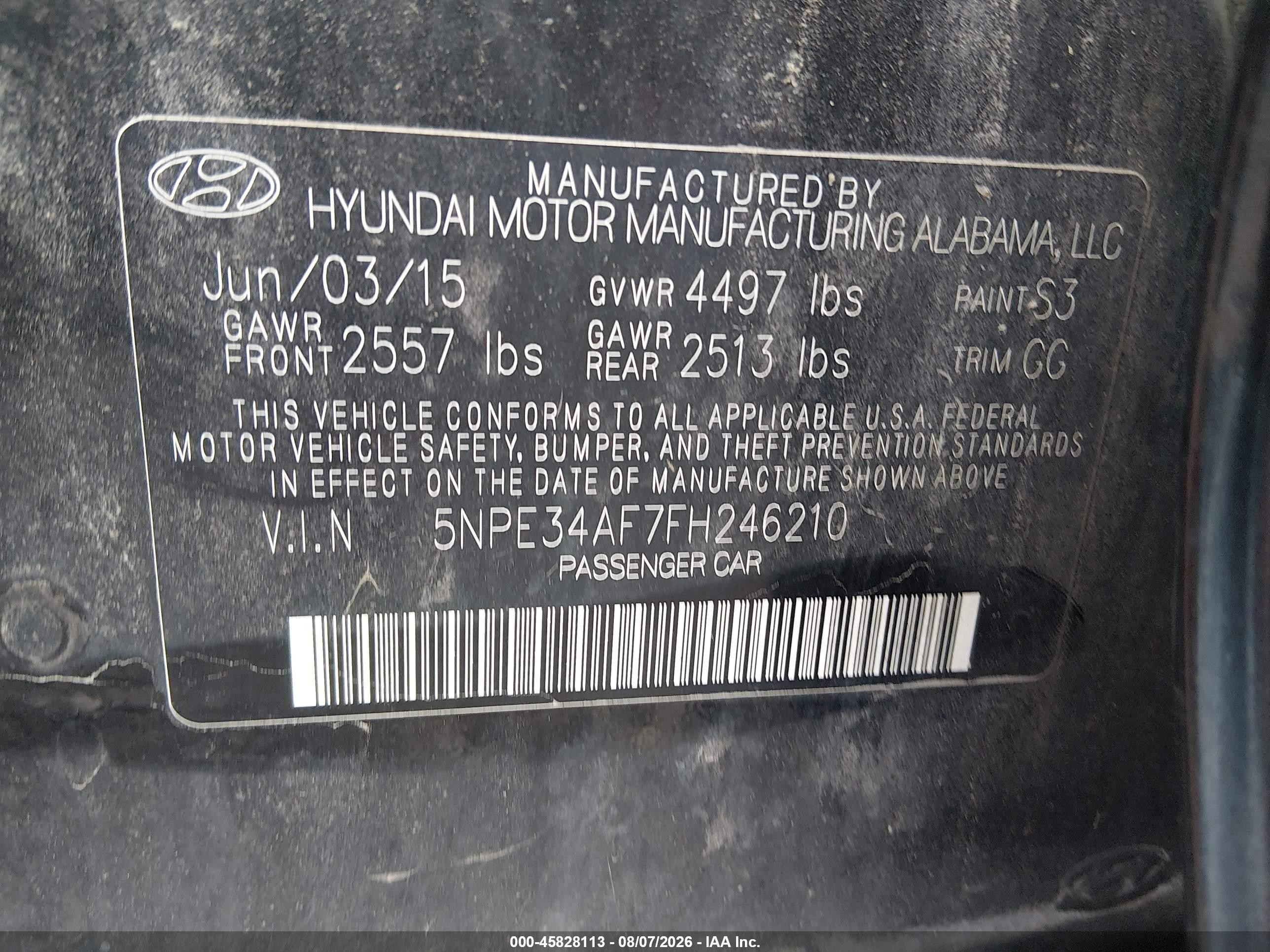 2015 Hyundai Sonata Sport Black vin: 5NPE34AF7FH246210
