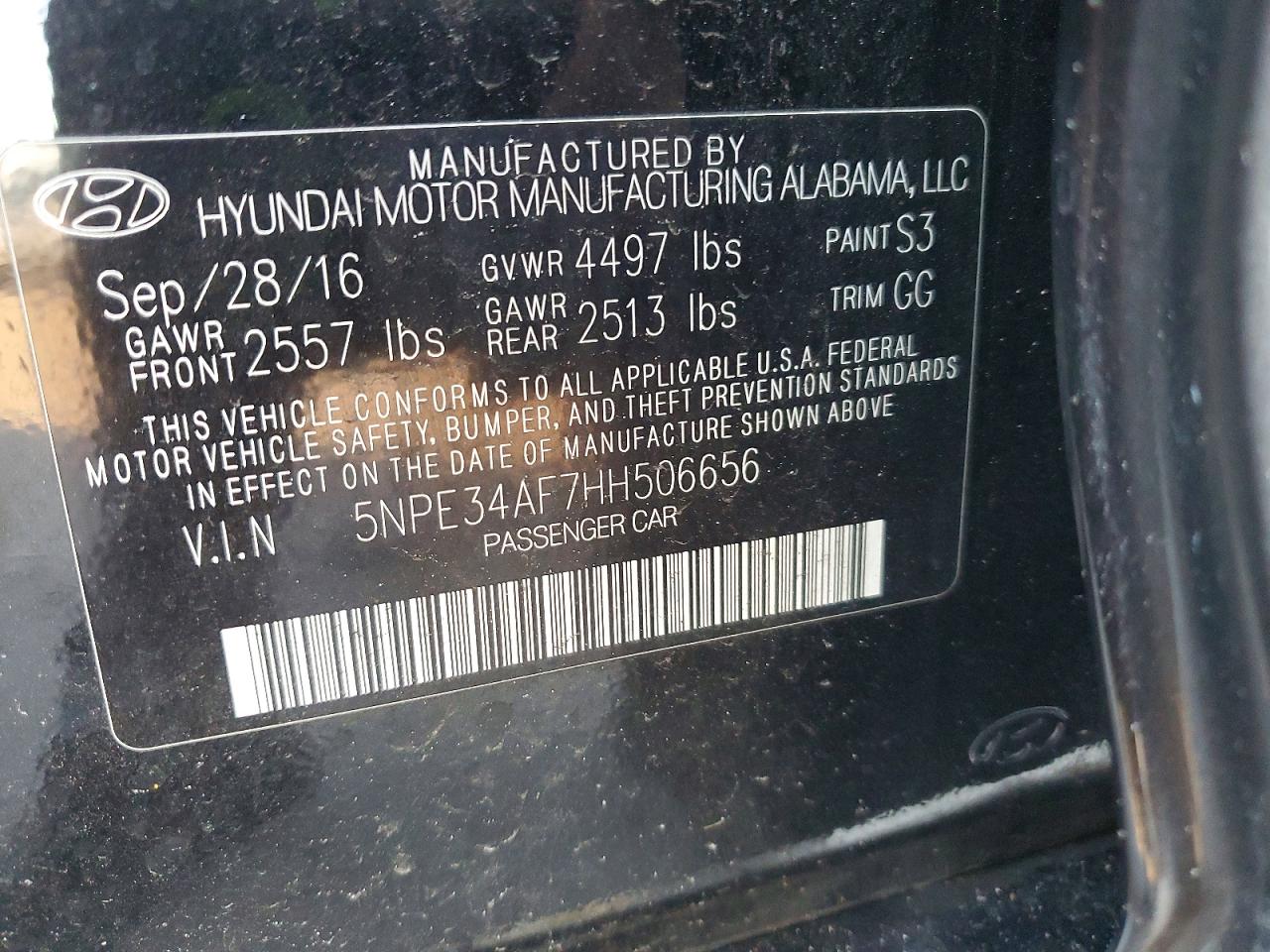 2017 Hyundai Sonata Black vin: 5NPE34AF7HH506656