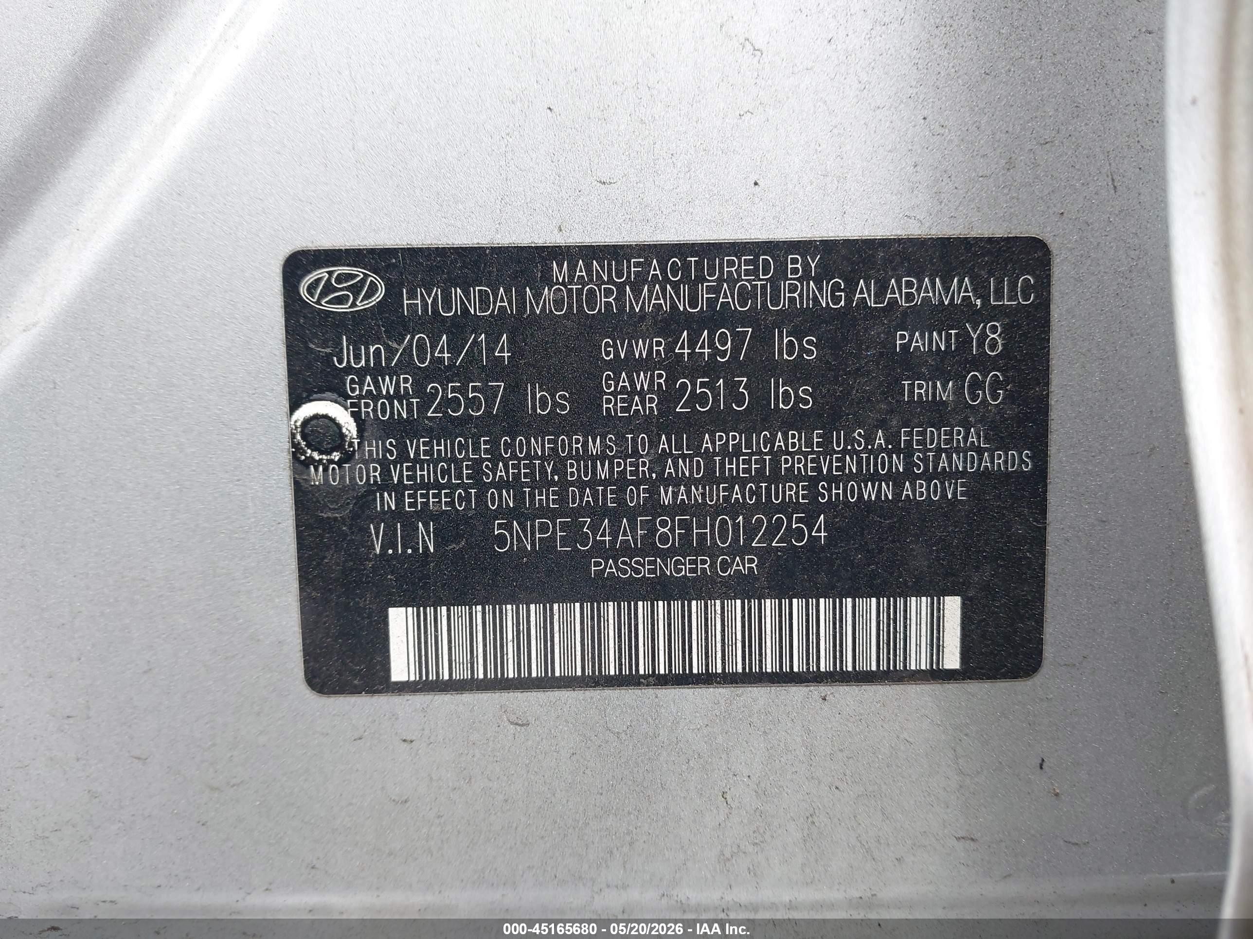 2015 Hyundai Sonata Limited Gray vin: 5NPE34AF8FH012254