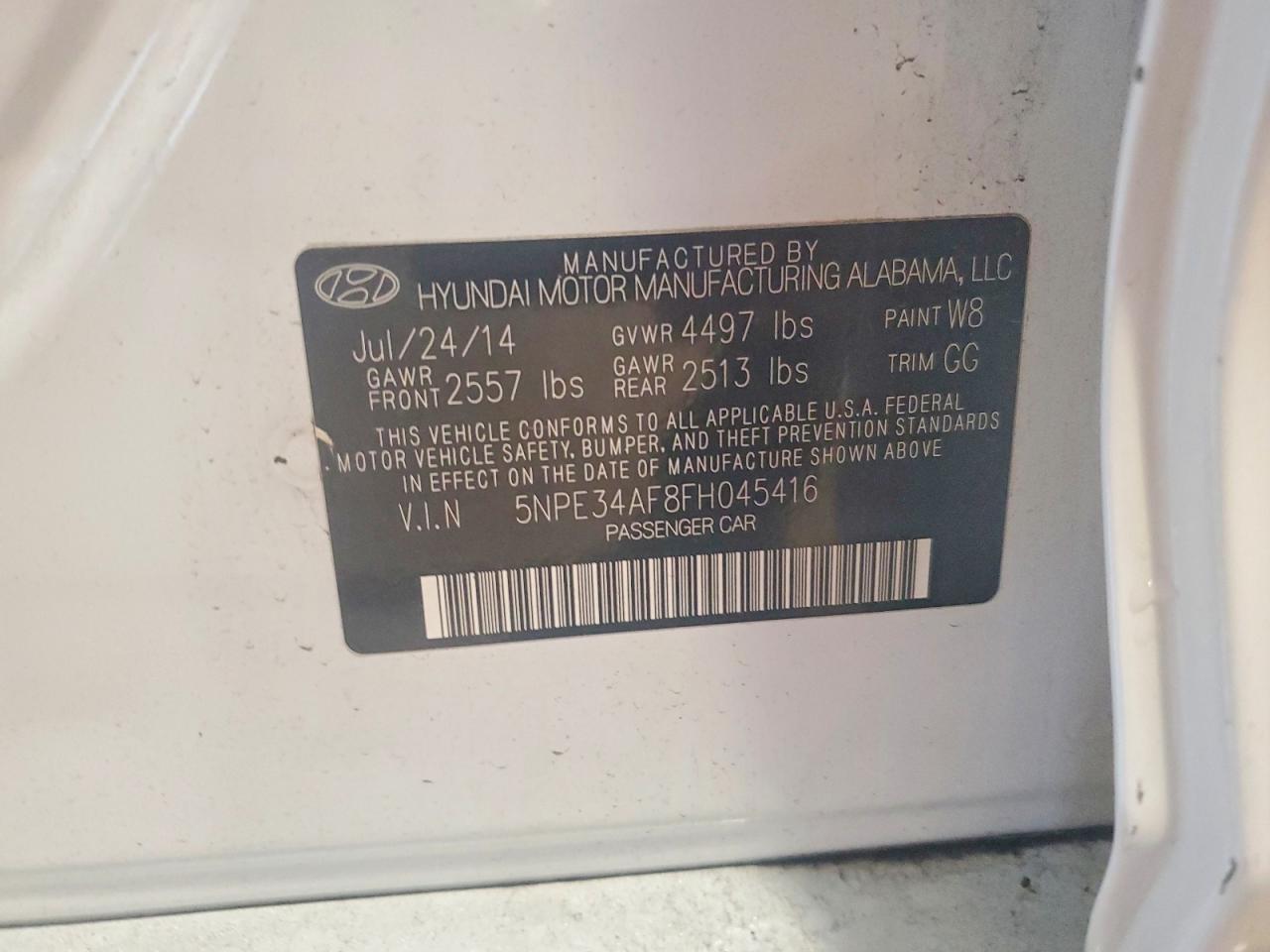 2015 Hyundai Sonata Limited White vin: 5NPE34AF8FH045416