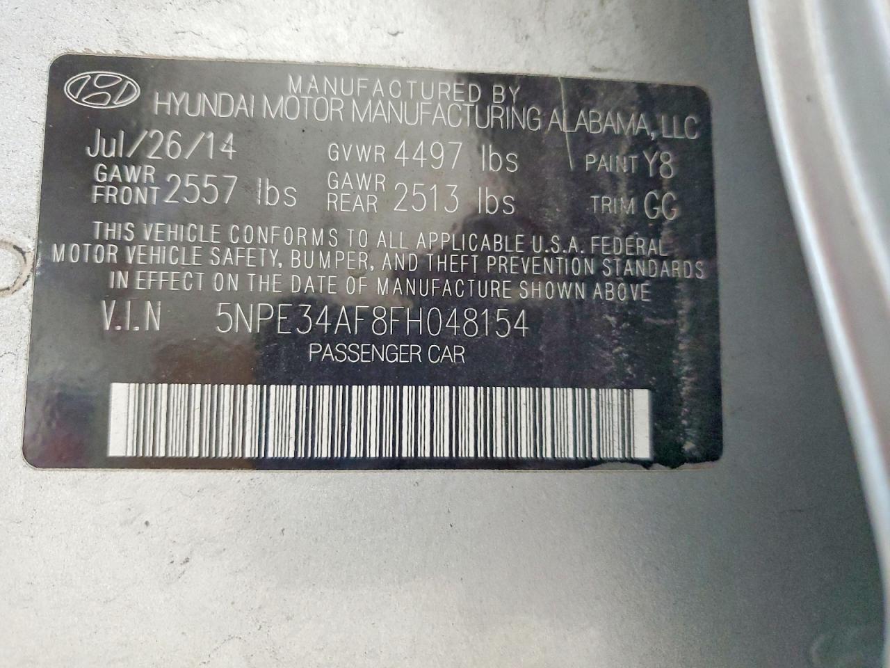 2015 Hyundai Sonata Sport Silver vin: 5NPE34AF8FH048154