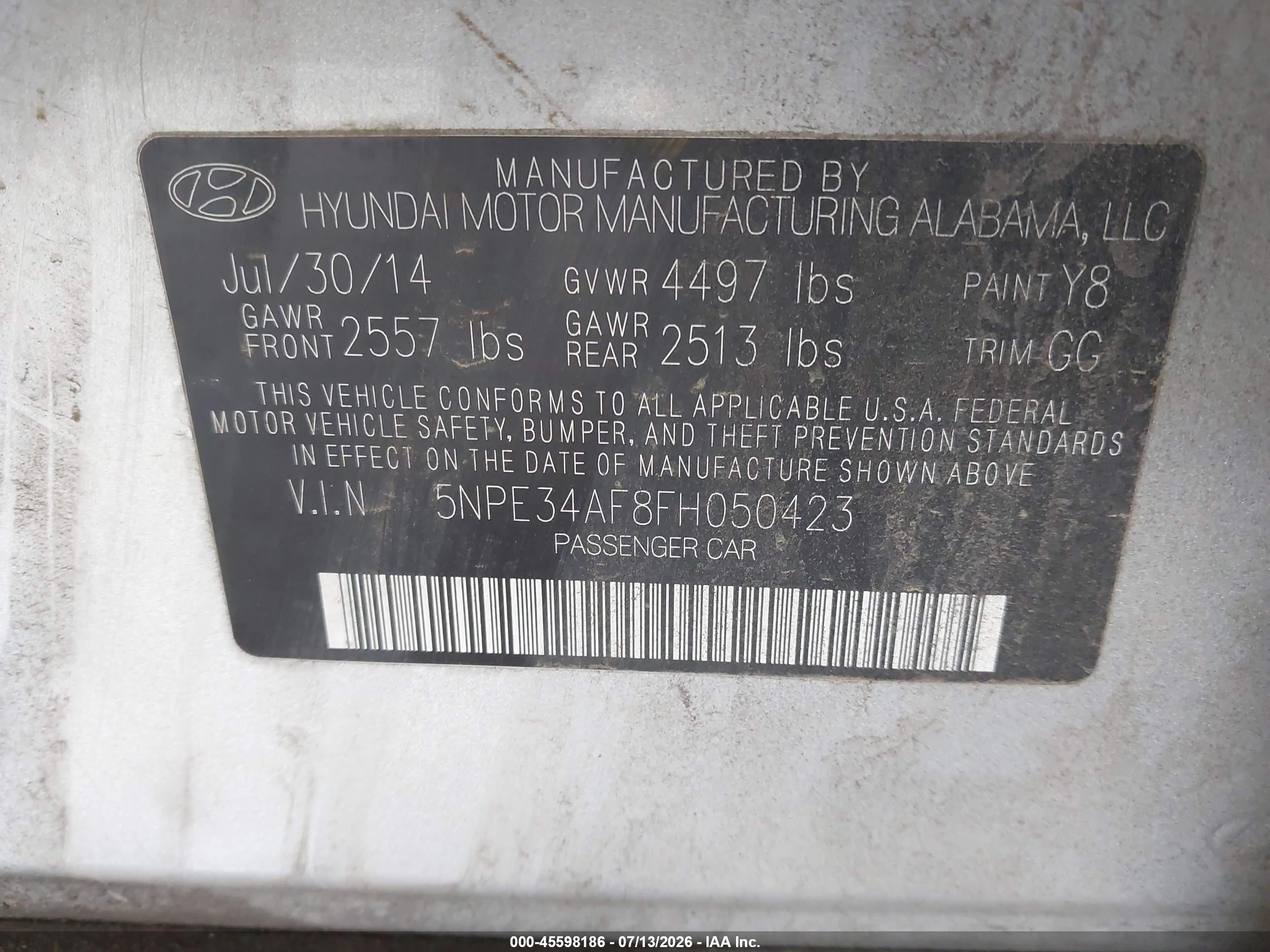 2015 Hyundai Sonata Sport Silver vin: 5NPE34AF8FH050423
