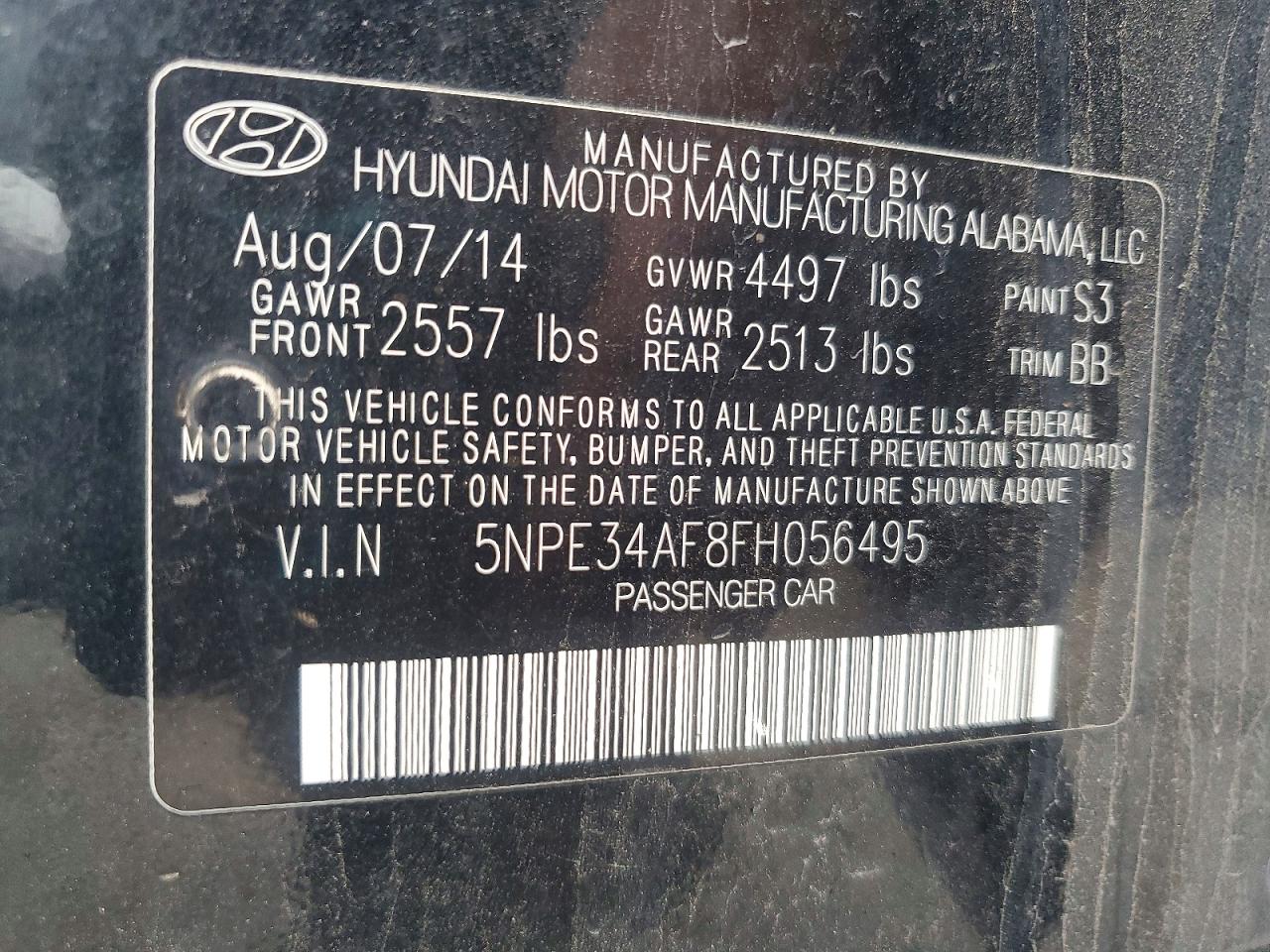 2015 Hyundai Sonata Sport Black vin: 5NPE34AF8FH056495