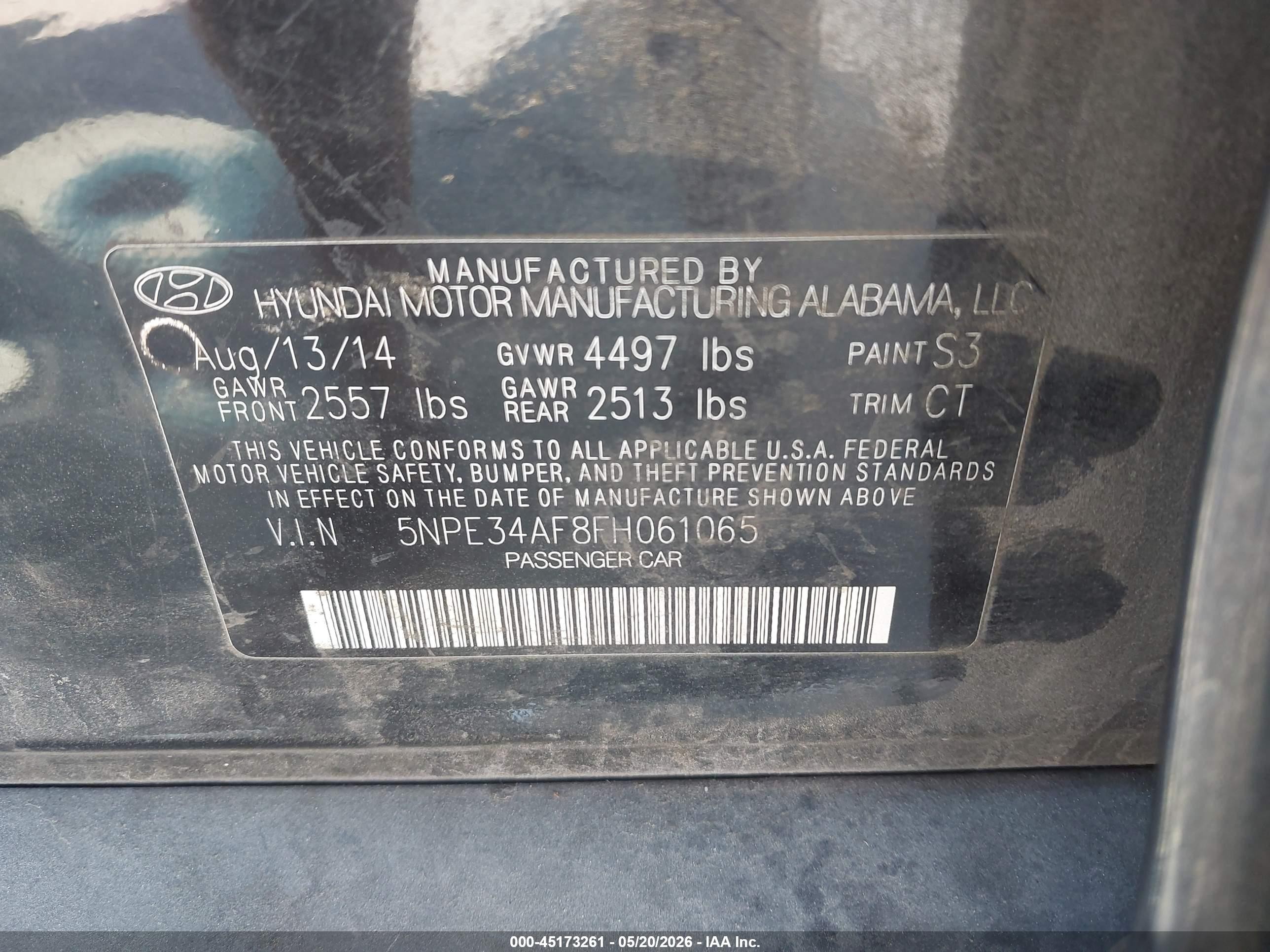 2015 Hyundai Sonata Sport Черный vin: 5NPE34AF8FH061065