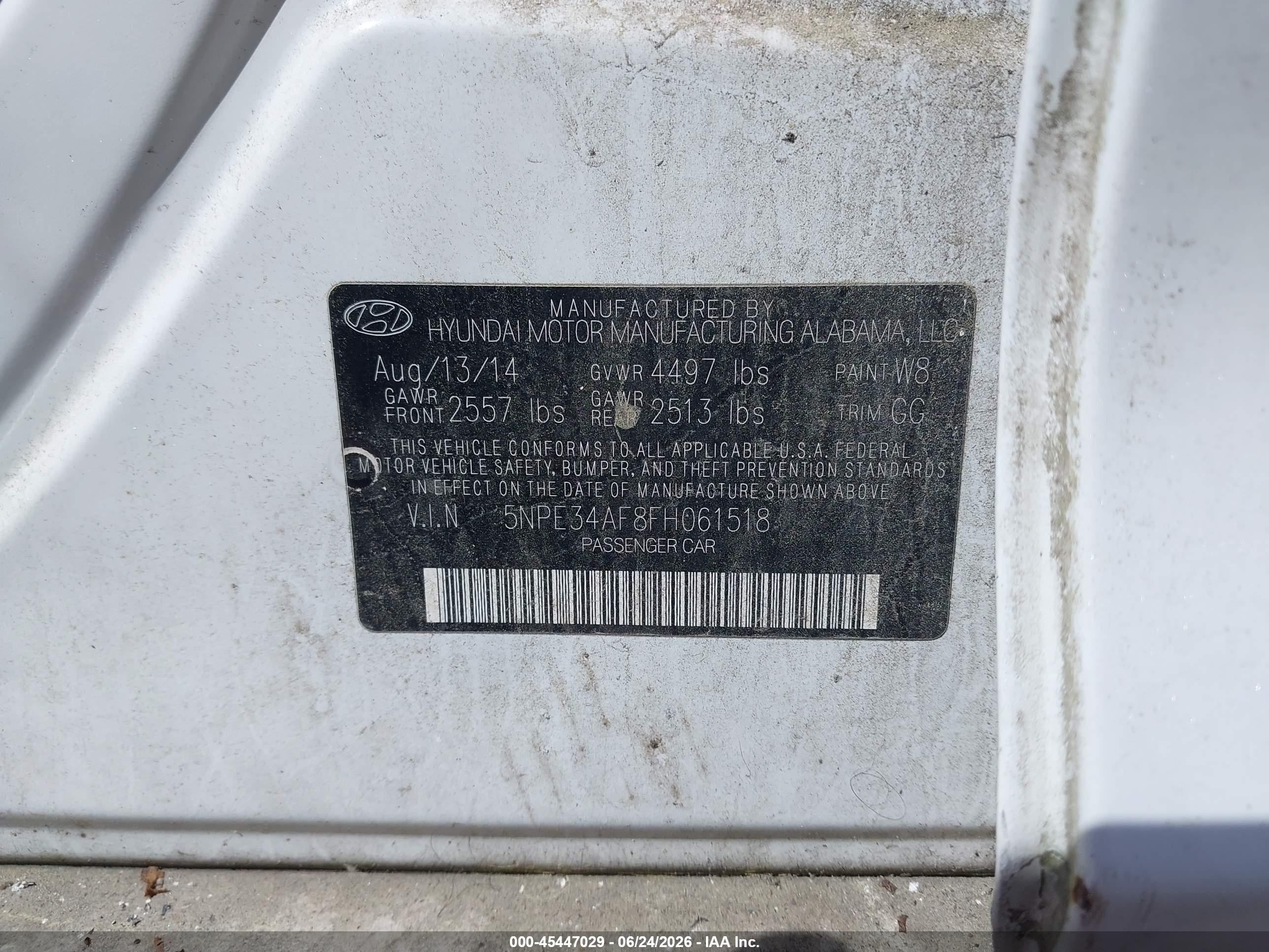 2015 Hyundai Sonata Sport Белый vin: 5NPE34AF8FH061518