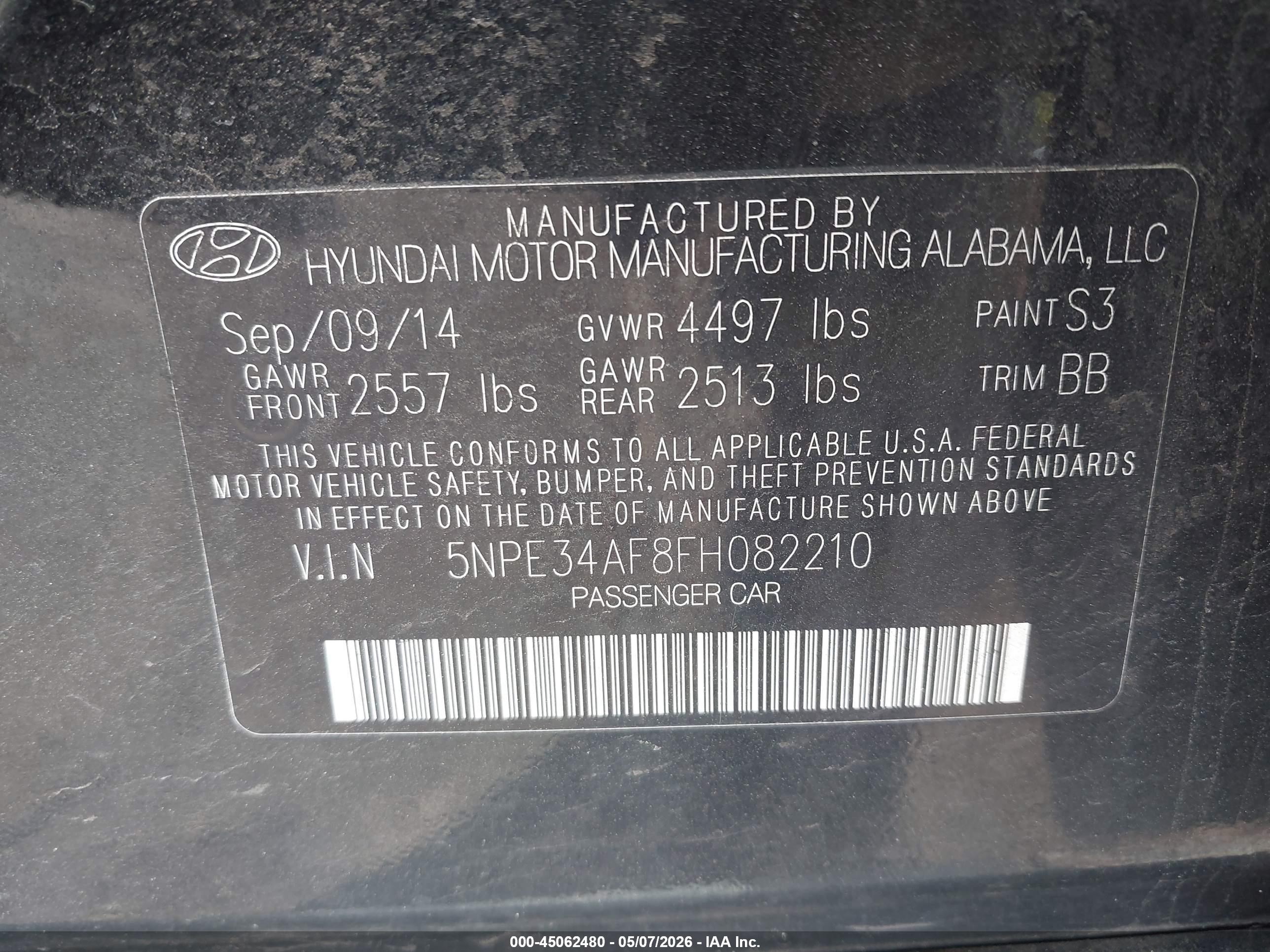 2015 Hyundai Sonata Sport Black vin: 5NPE34AF8FH082210