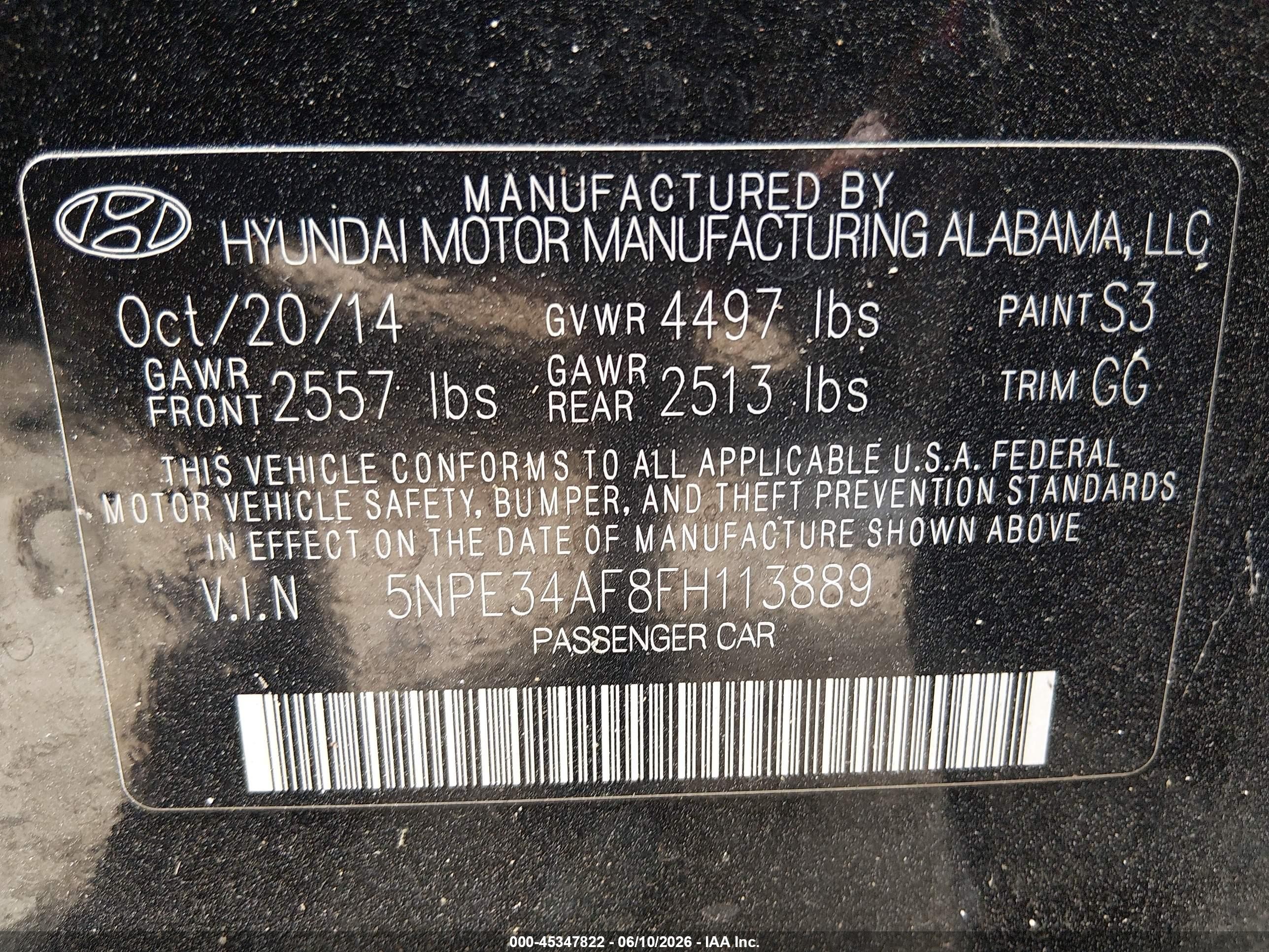 2015 Hyundai Sonata Limited Black vin: 5NPE34AF8FH113889