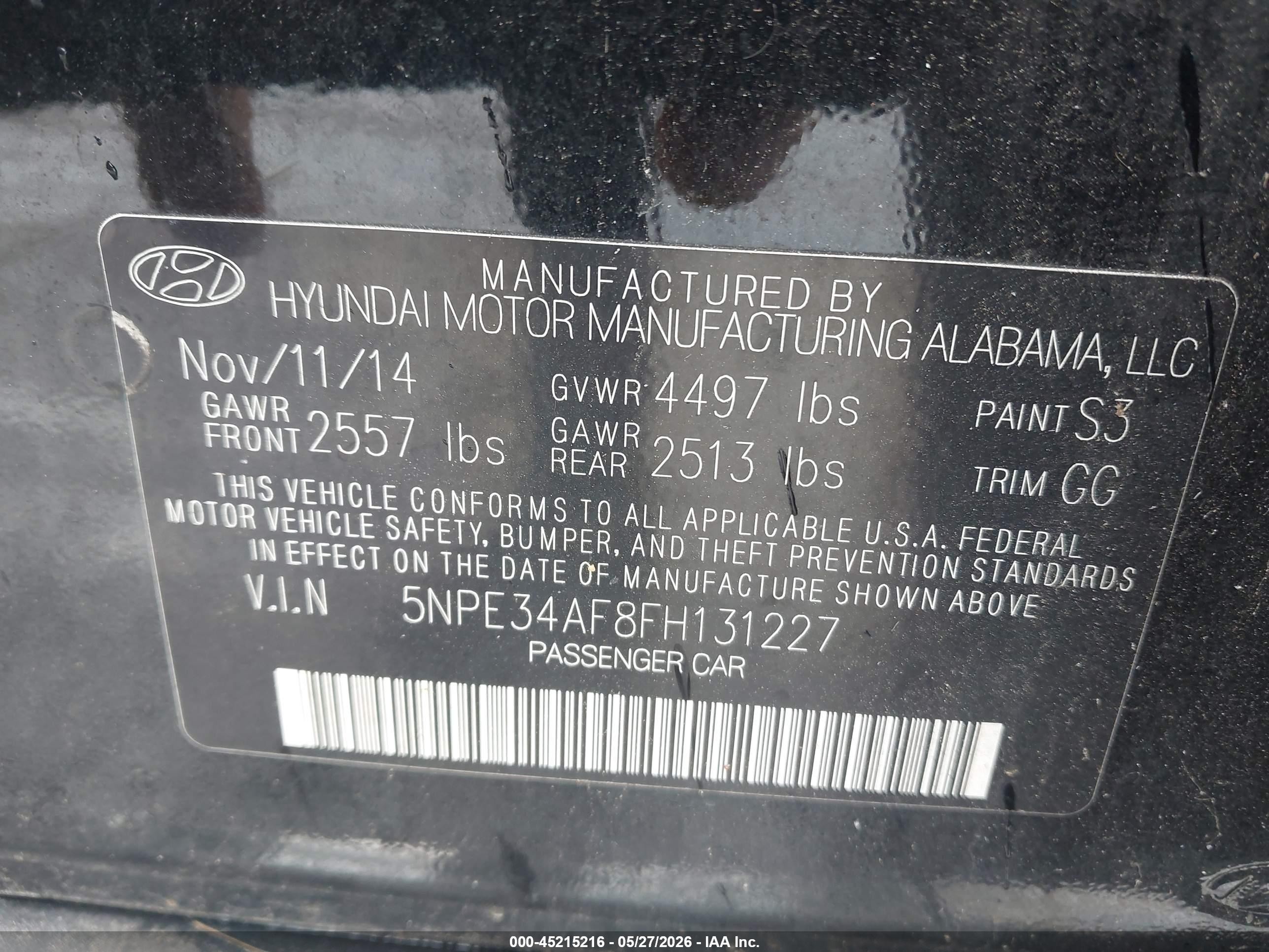 2015 Hyundai Sonata Limited Black vin: 5NPE34AF8FH131227