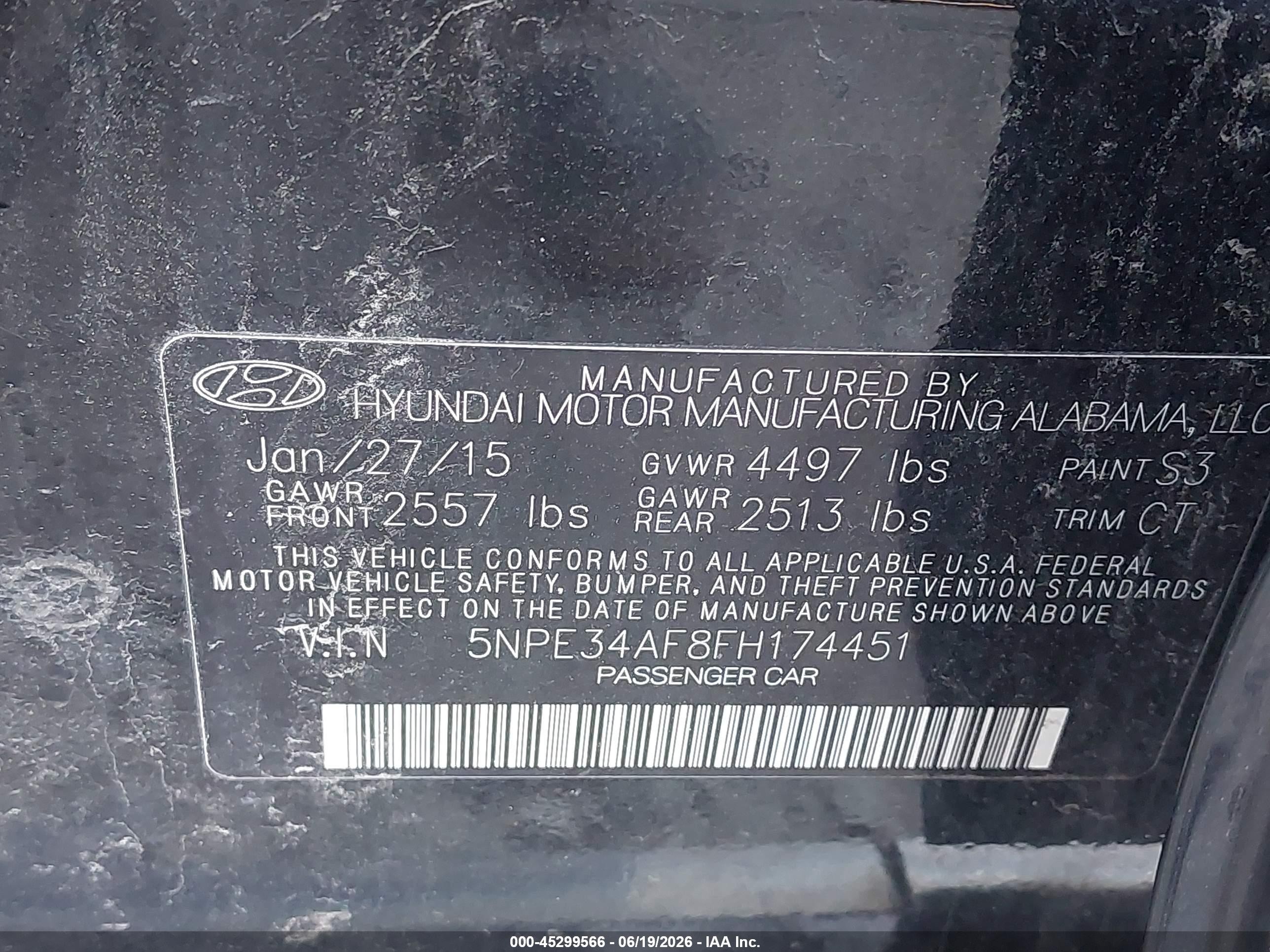 2015 Hyundai Sonata Limited Black vin: 5NPE34AF8FH174451