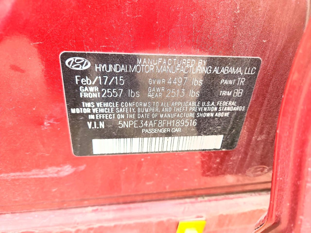 2015 Hyundai Sonata Limited Red vin: 5NPE34AF8FH189516