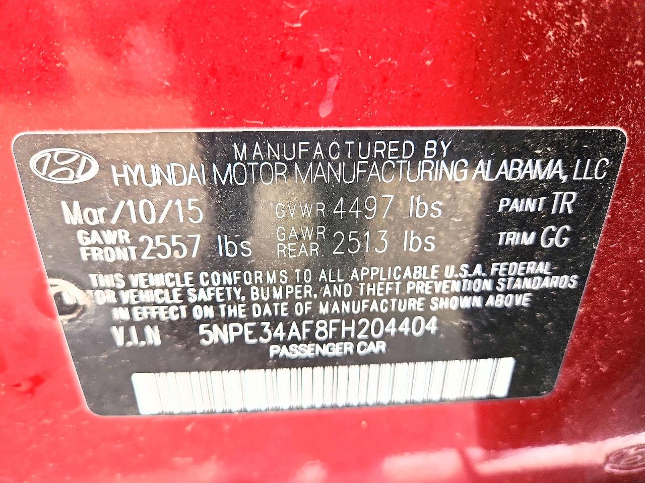 2015 Hyundai Sonata Sport Red vin: 5NPE34AF8FH204404