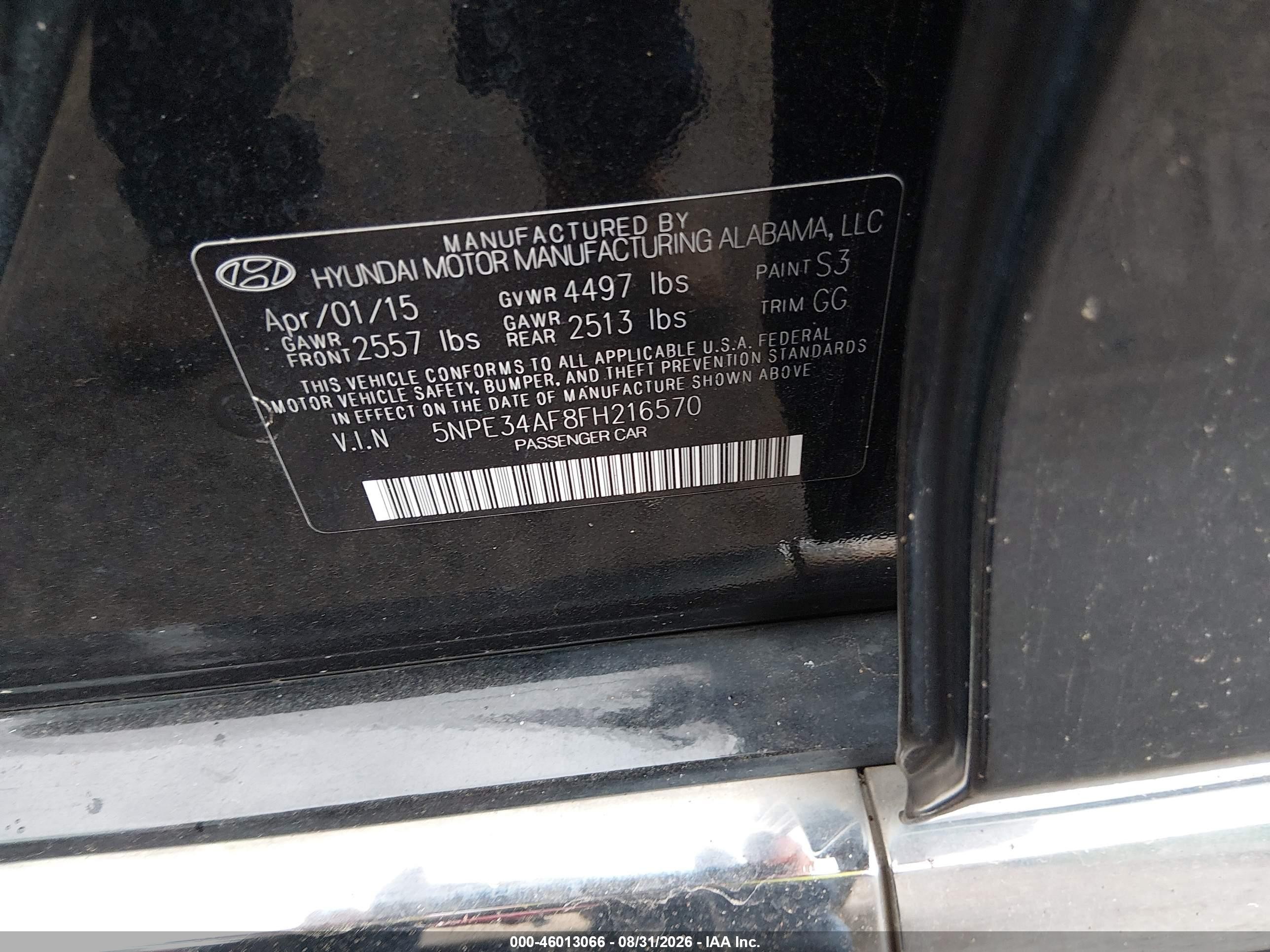 2015 Hyundai Sonata Sport Black vin: 5NPE34AF8FH216570