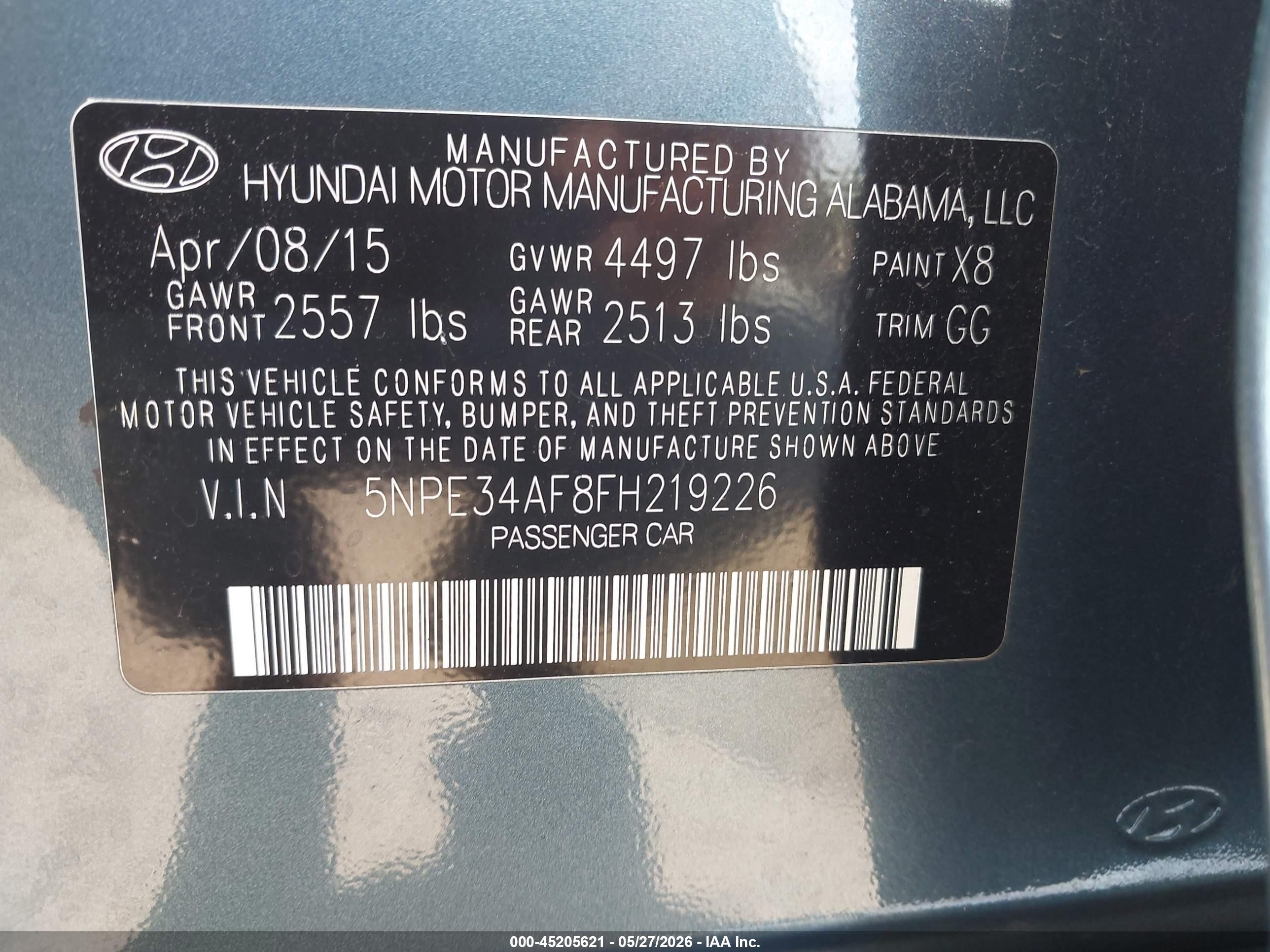 2015 Hyundai Sonata Sport Blue vin: 5NPE34AF8FH219226