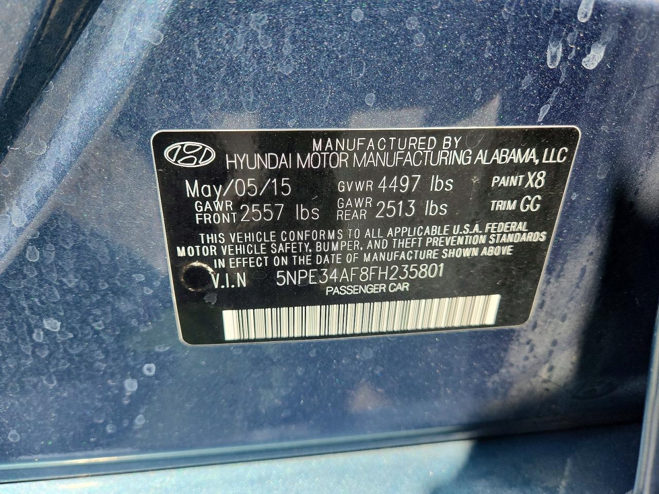 2015 Hyundai Sonata Sport Blue vin: 5NPE34AF8FH235801