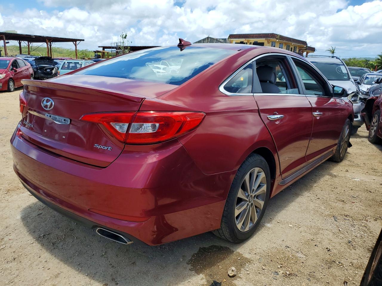 2015 Hyundai Sonata Sport Burgundy vin: 5NPE34AF8FH248323