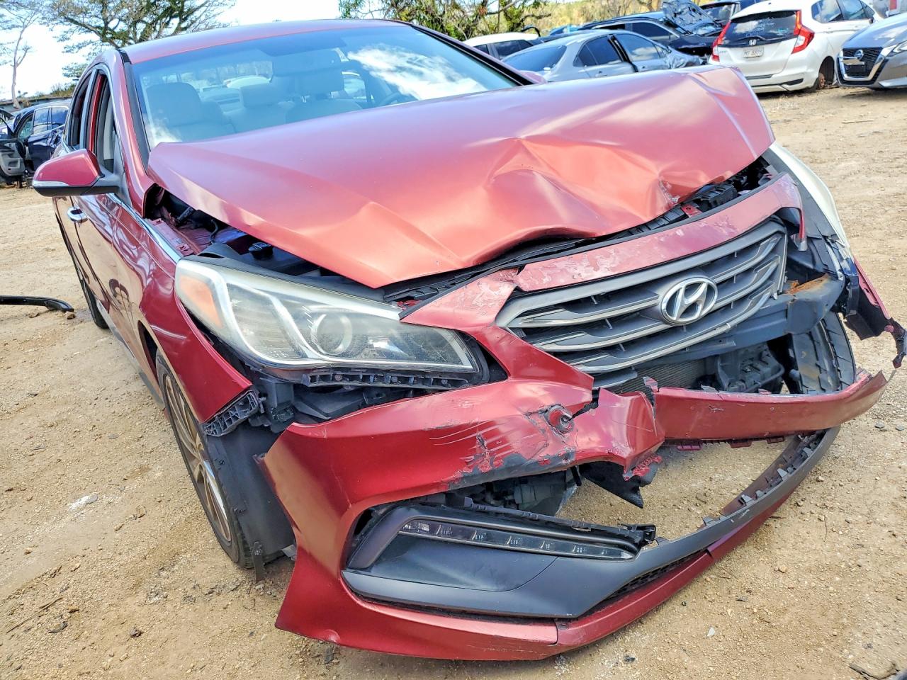2015 Hyundai Sonata Sport Burgundy vin: 5NPE34AF8FH248323