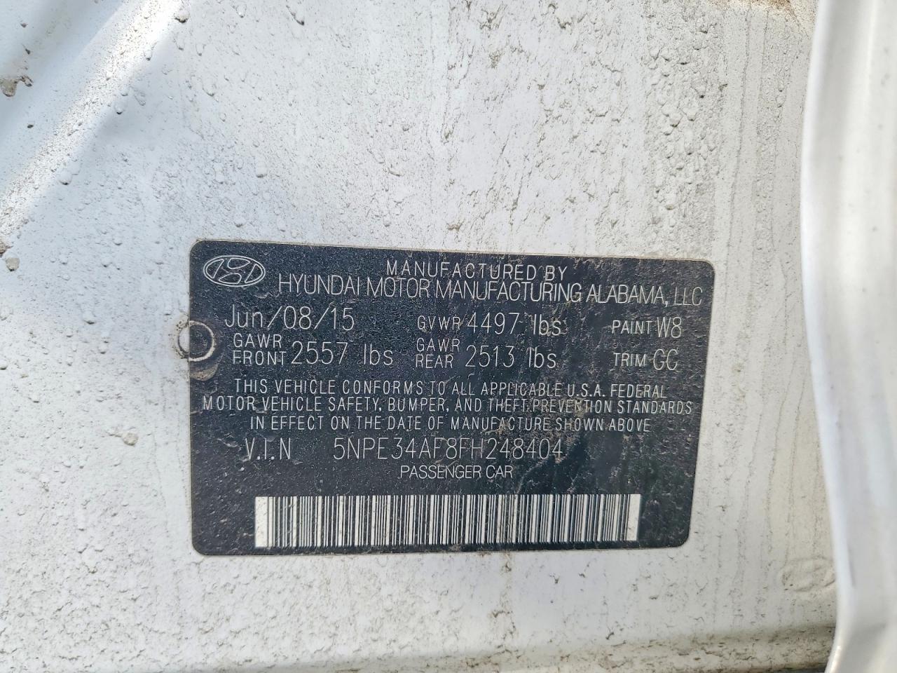 2015 Hyundai Sonata Sport 4d Seda Белый vin: 5NPE34AF8FH248404