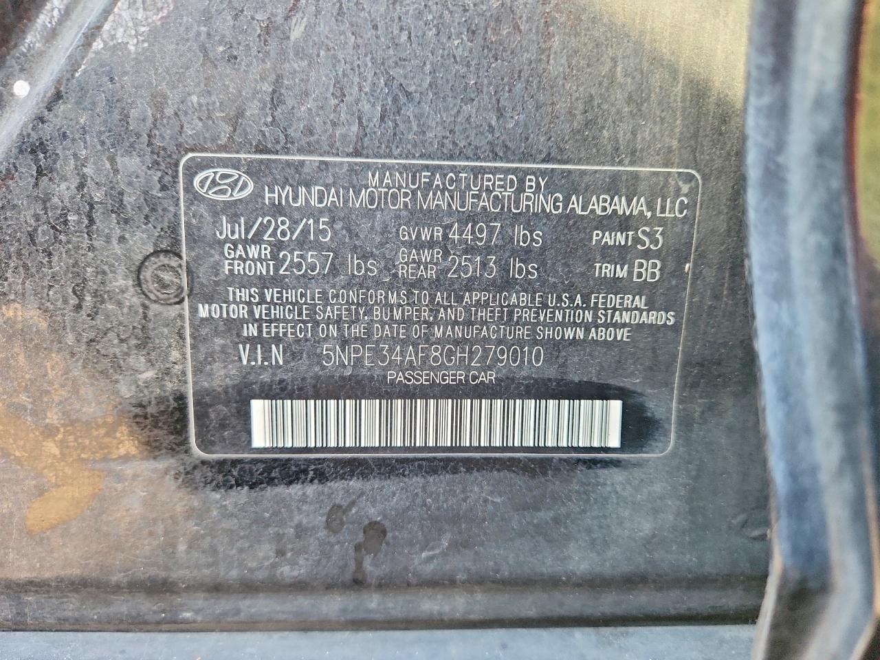2016 Hyundai Sonata Sport Black vin: 5NPE34AF8GH279010