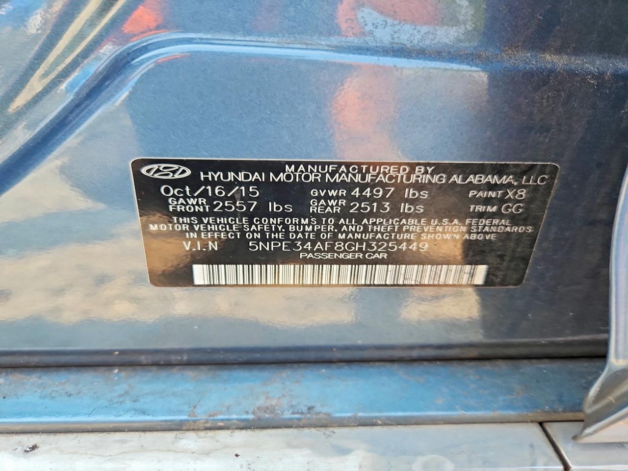 2016 Hyundai Sonata Sport Blue vin: 5NPE34AF8GH325449