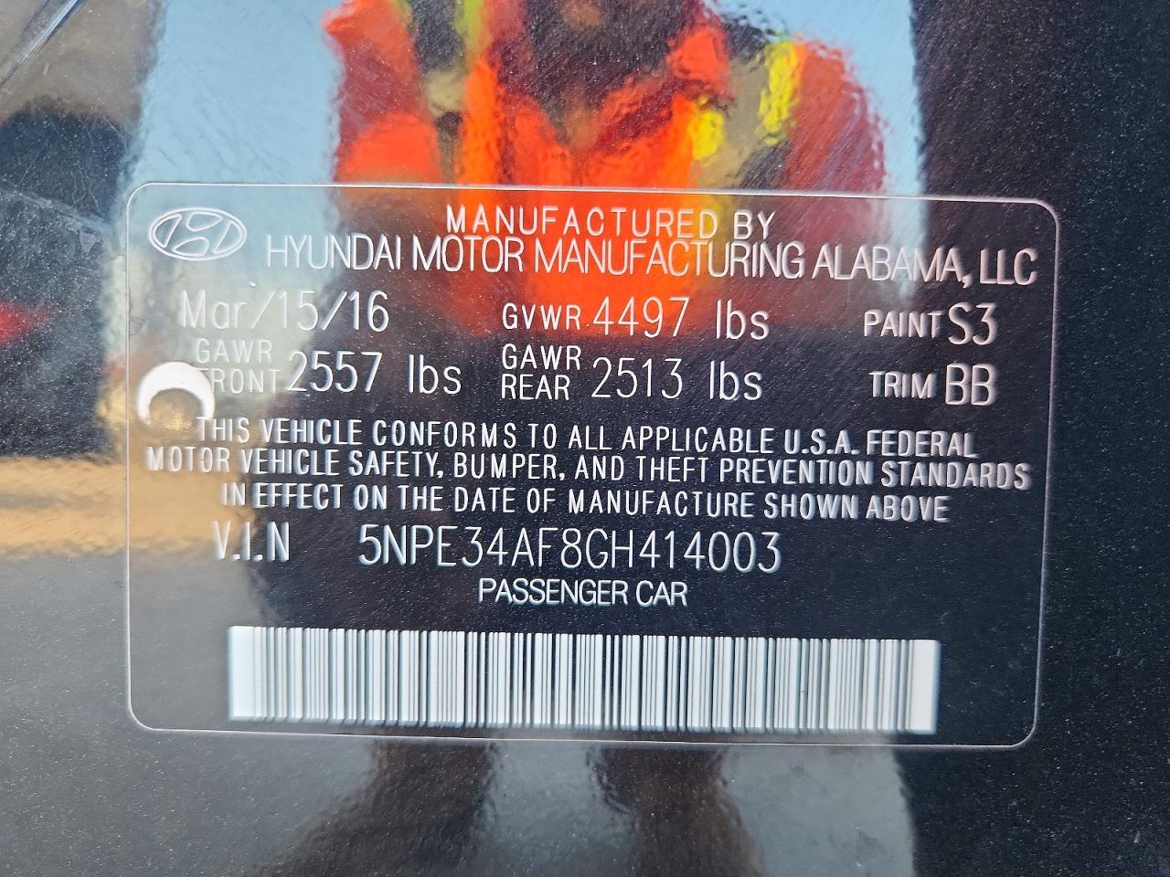 2016 Hyundai Sonata Limited Black vin: 5NPE34AF8GH414003