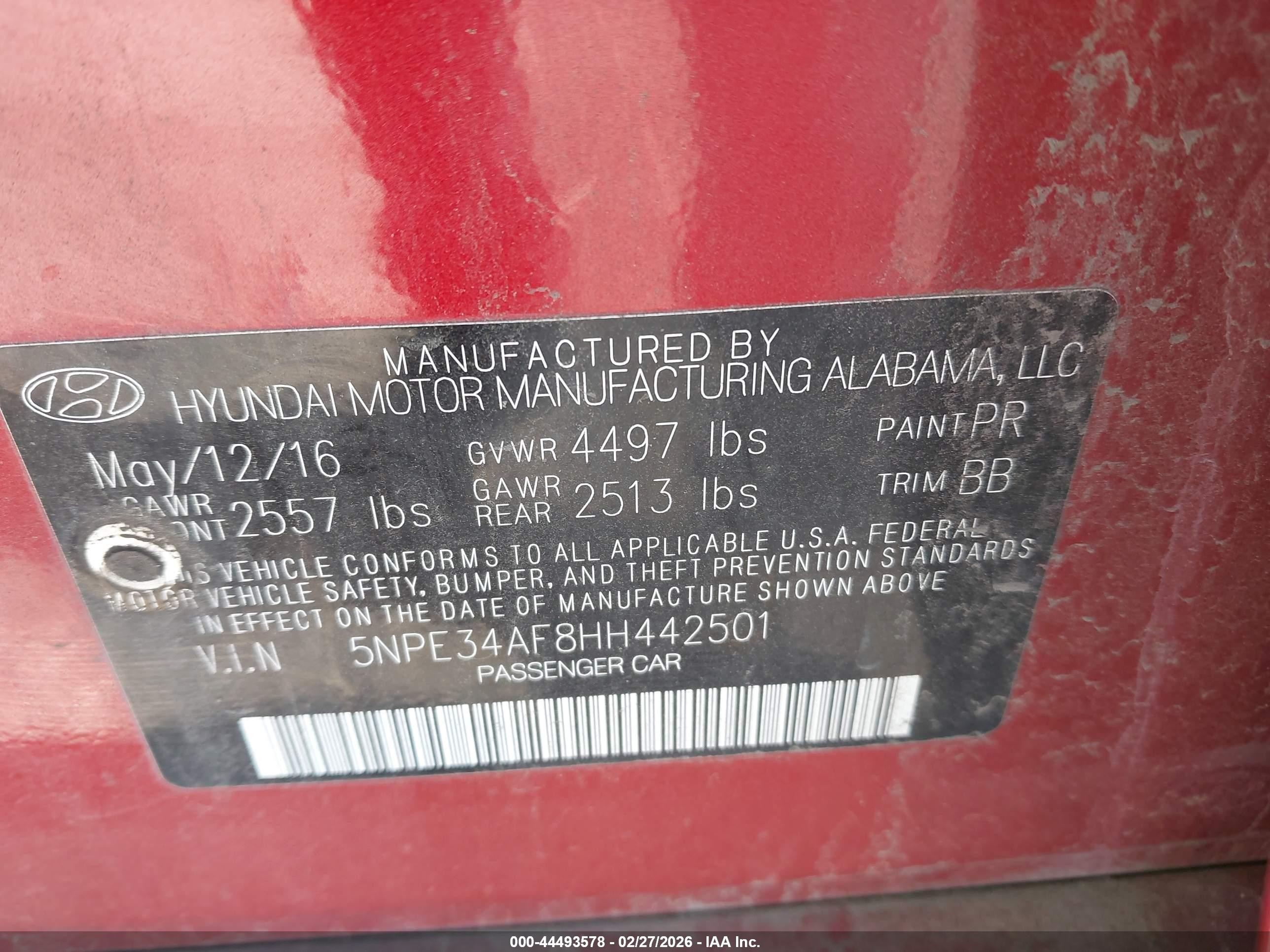 2017 Hyundai Sonata Sport Red vin: 5NPE34AF8HH442501