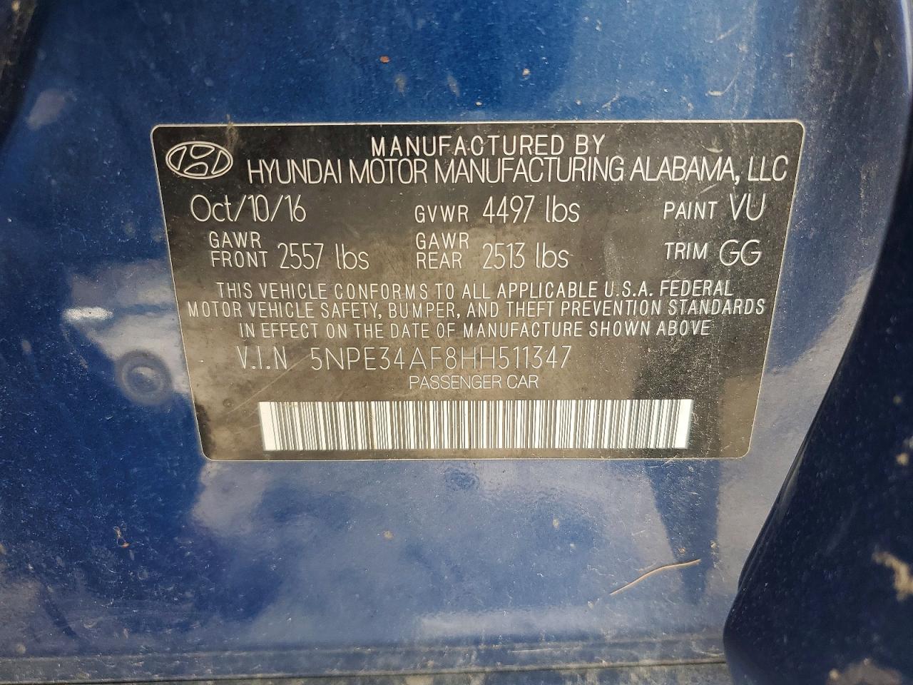 2017 Hyundai Sonata Limited Blue vin: 5NPE34AF8HH511347
