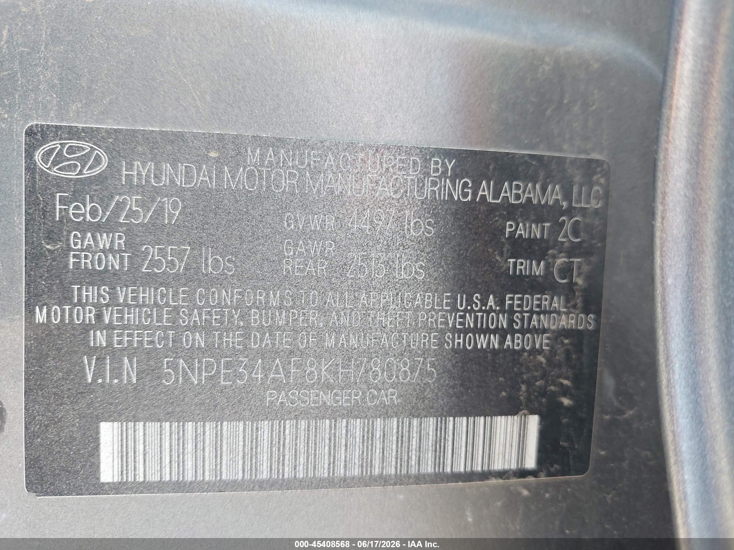2019 Hyundai Sonata Sport Gray vin: 5NPE34AF8KH780875