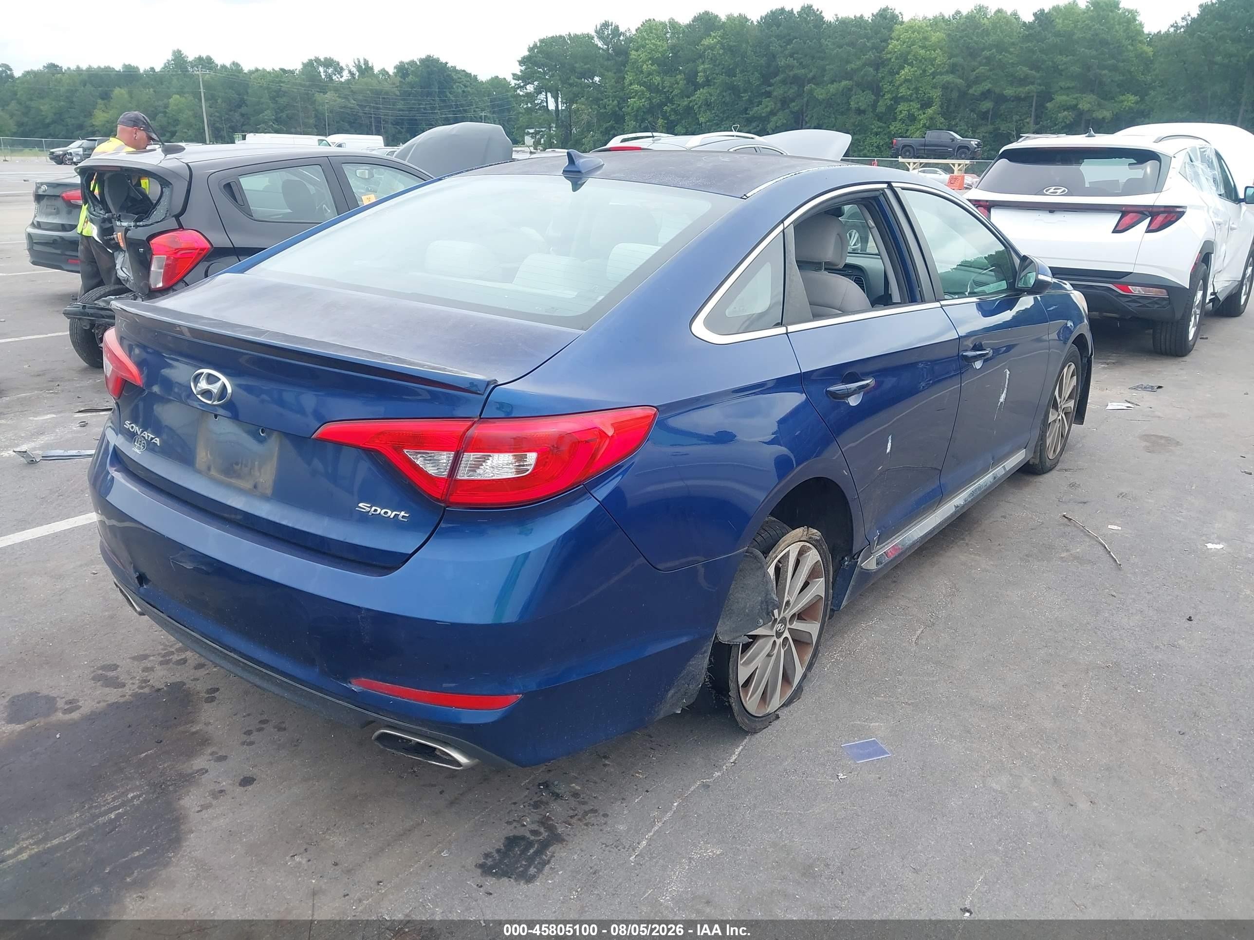 2015 Hyundai Sonata Sport Синий vin: 5NPE34AF9FH024283