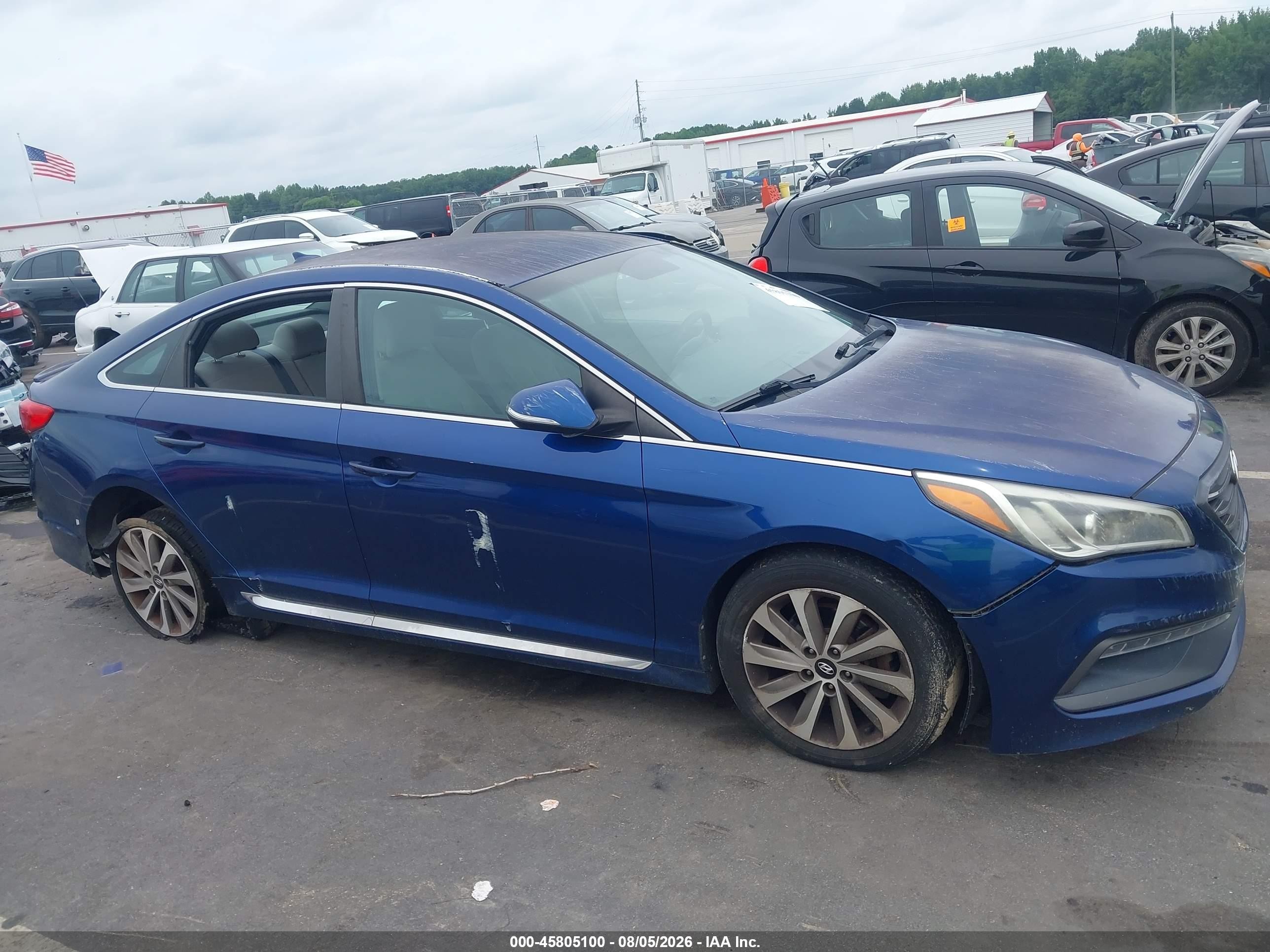 2015 Hyundai Sonata Sport Синий vin: 5NPE34AF9FH024283