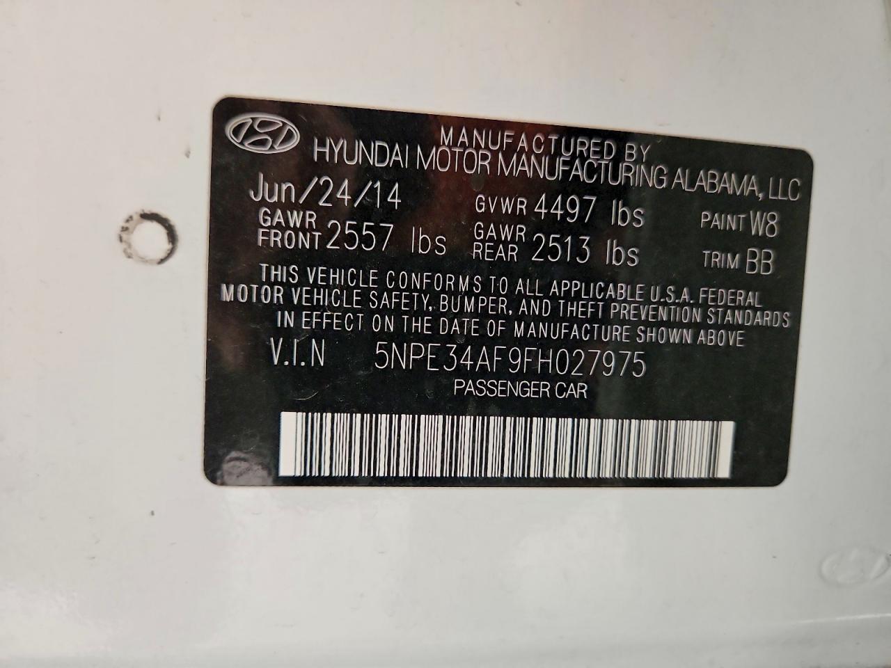 2015 Hyundai Sonata Sport White vin: 5NPE34AF9FH027975