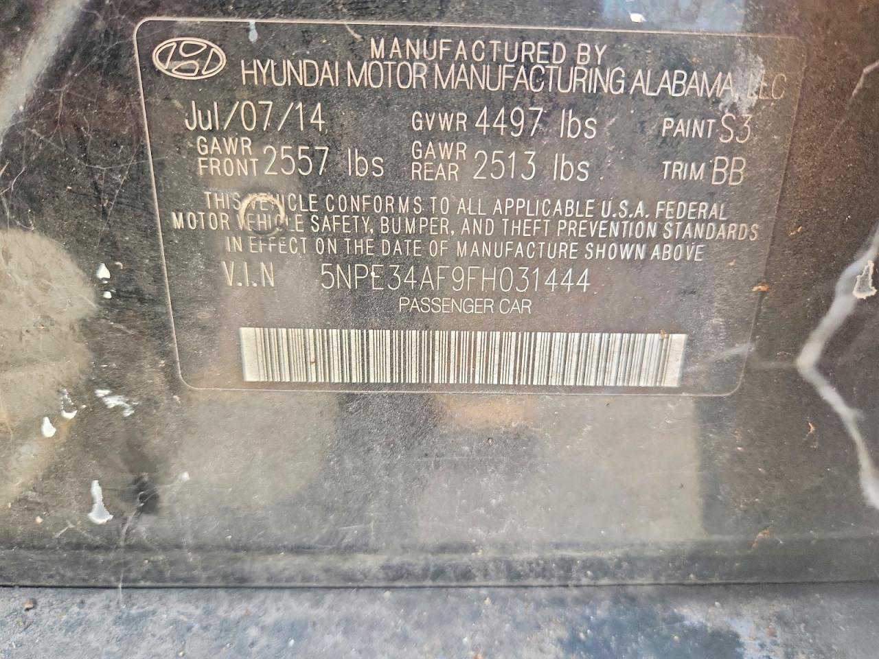 2015 Hyundai Sonata Sport Черный vin: 5NPE34AF9FH031444