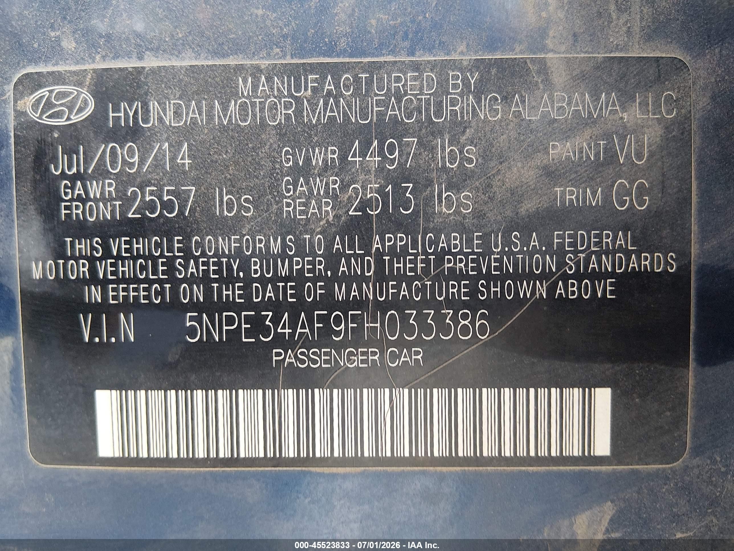 2015 Hyundai Sonata Sport Blue vin: 5NPE34AF9FH033386