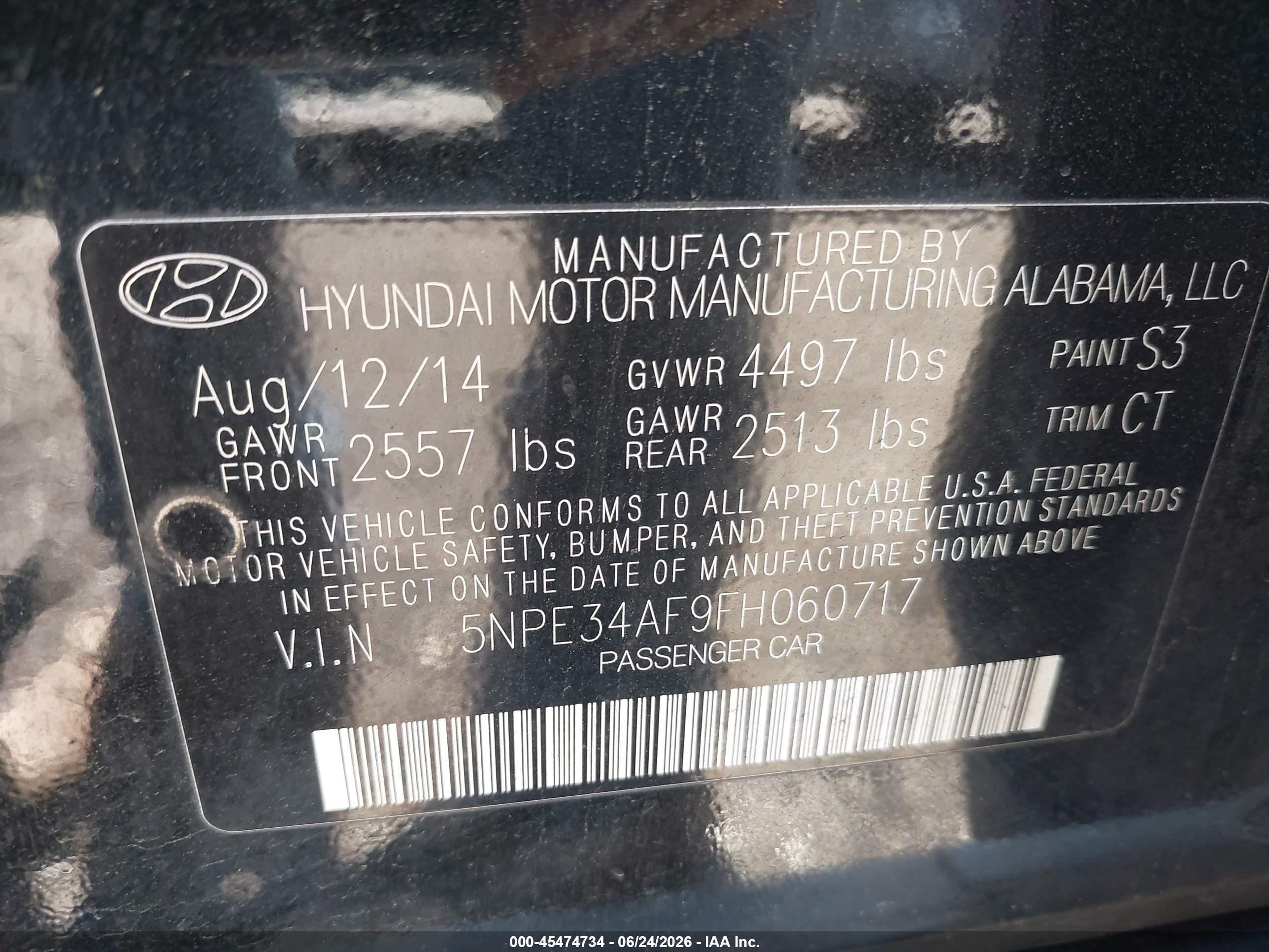2015 Hyundai Sonata Sport Black vin: 5NPE34AF9FH060717
