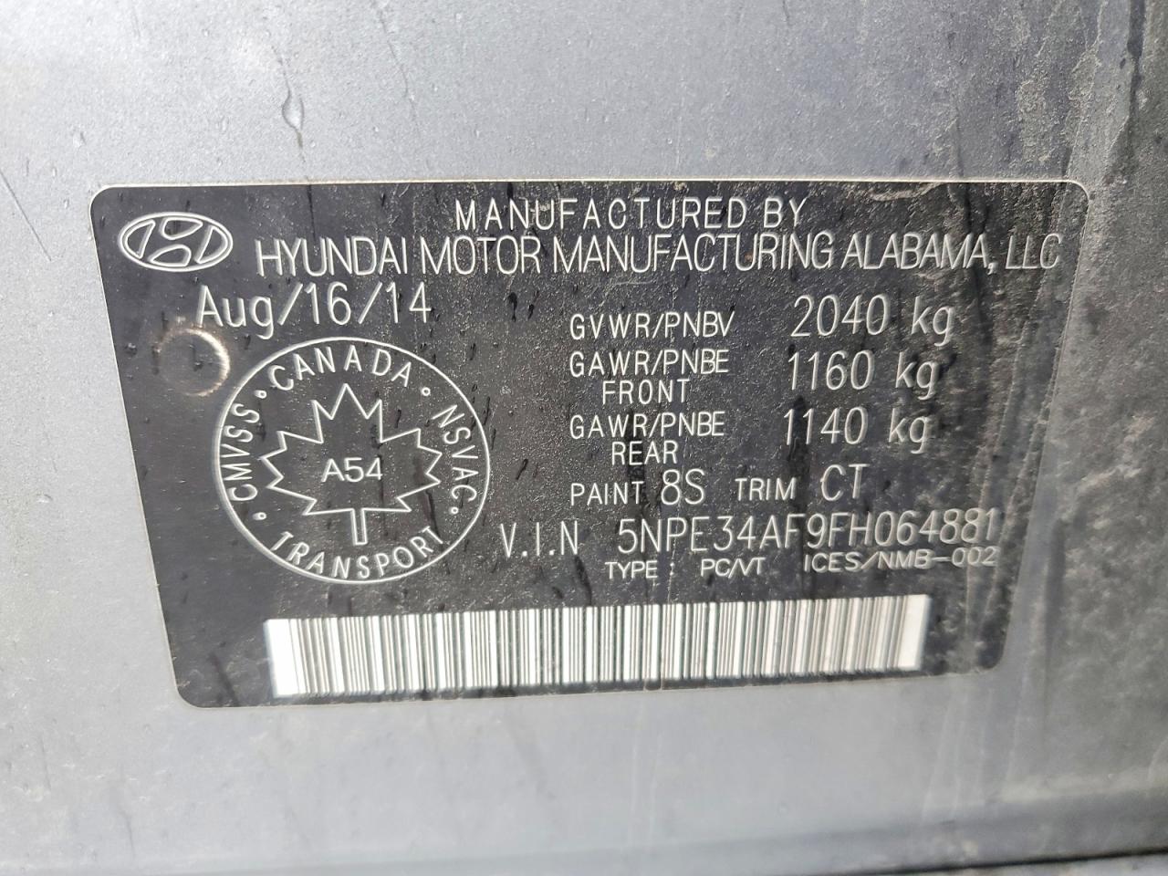 2015 Hyundai Sonata Sport Gray vin: 5NPE34AF9FH064881