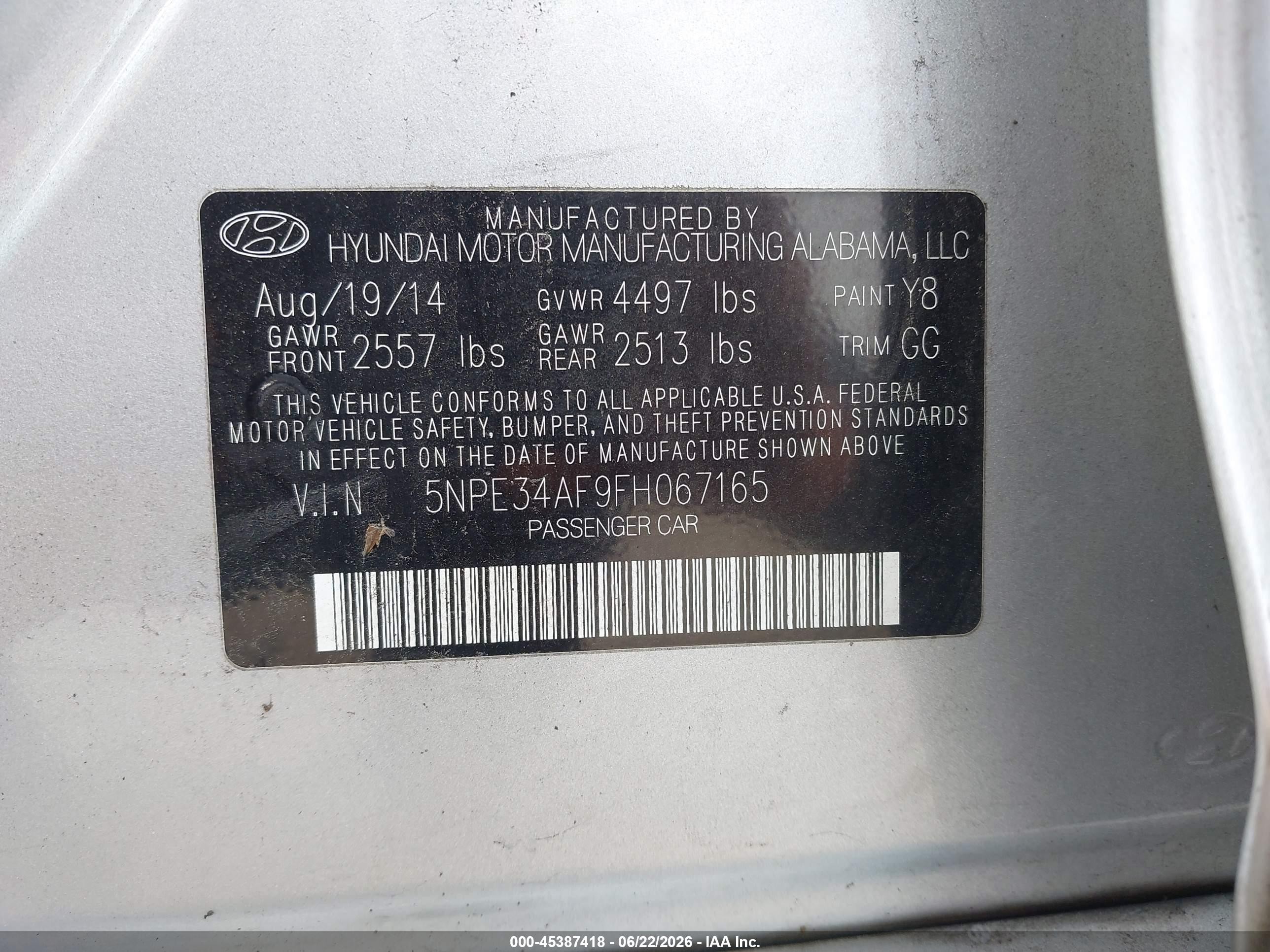 2015 Hyundai Sonata Sport Silver vin: 5NPE34AF9FH067165