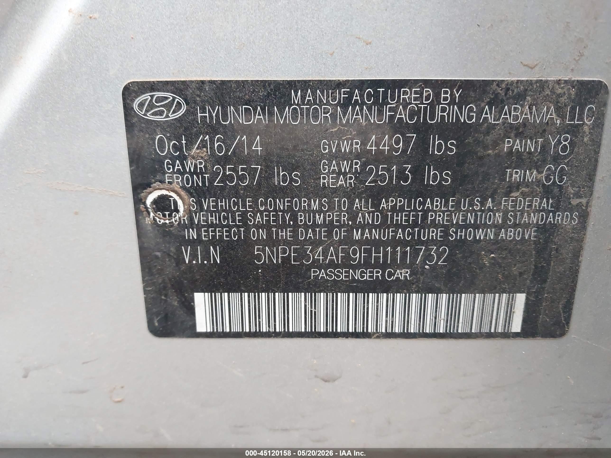 2015 Hyundai Sonata Sport Silver vin: 5NPE34AF9FH111732
