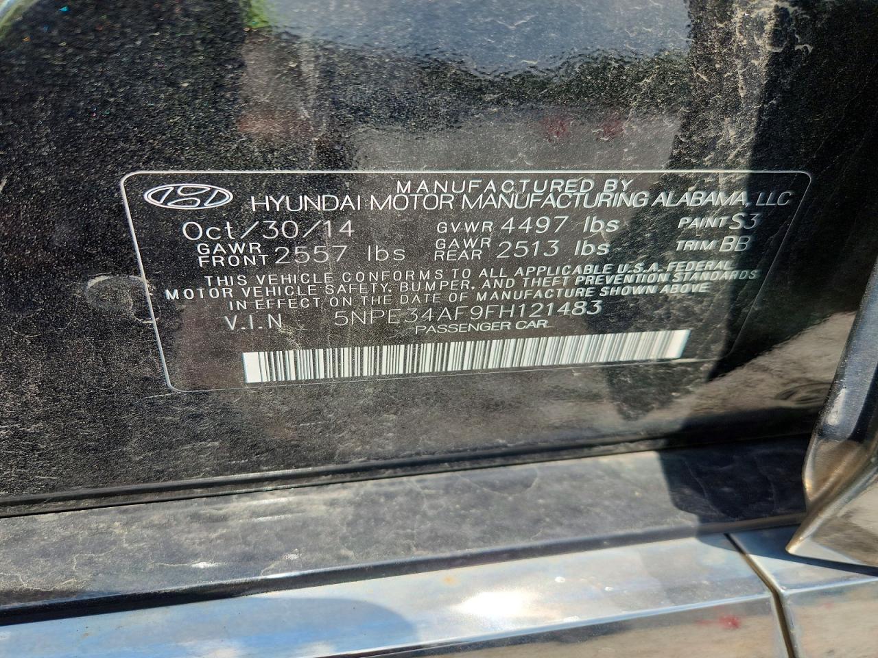2015 Hyundai Sonata Limited Black vin: 5NPE34AF9FH121483