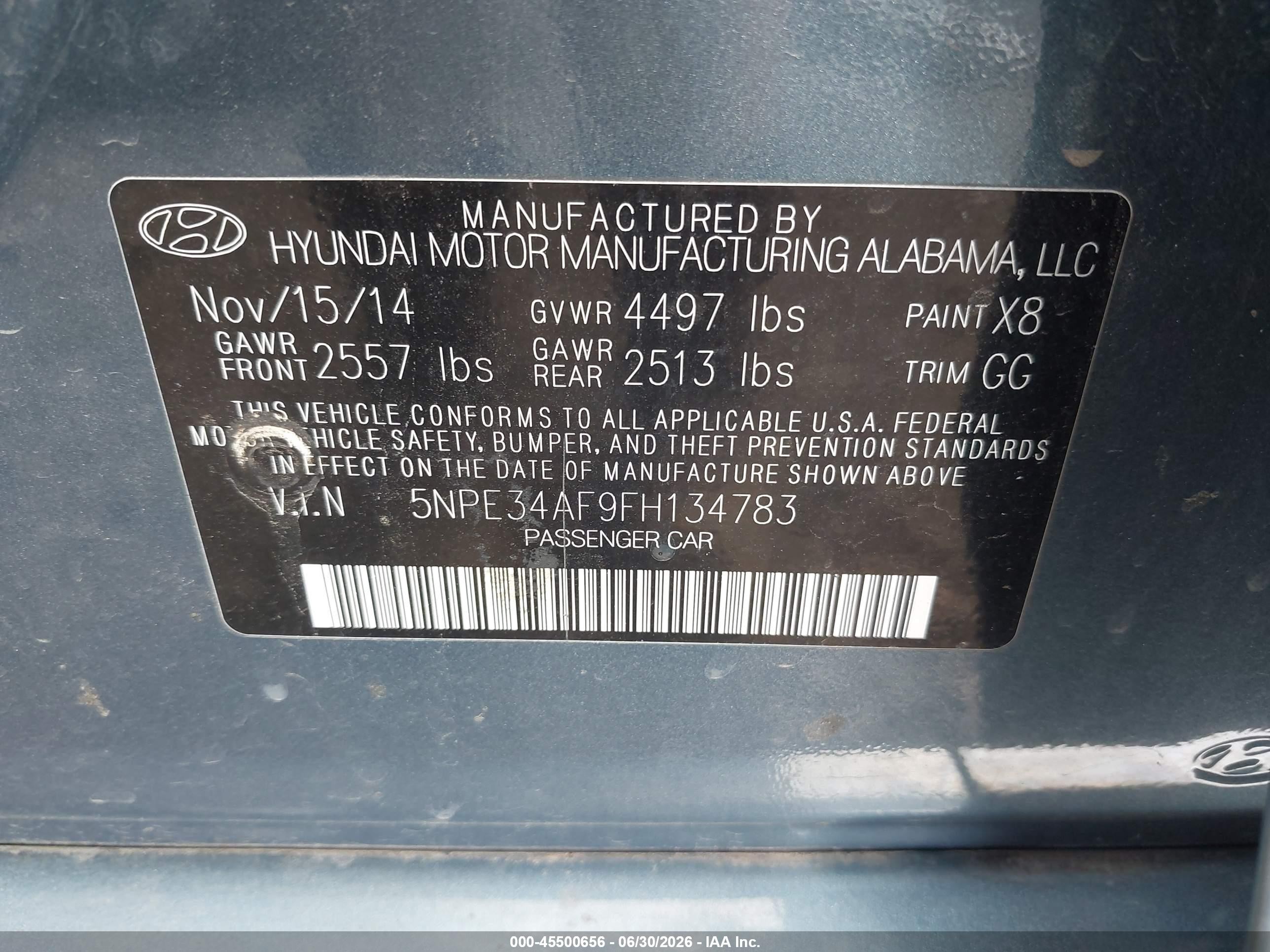 2015 Hyundai Sonata Sport Light Blue vin: 5NPE34AF9FH134783