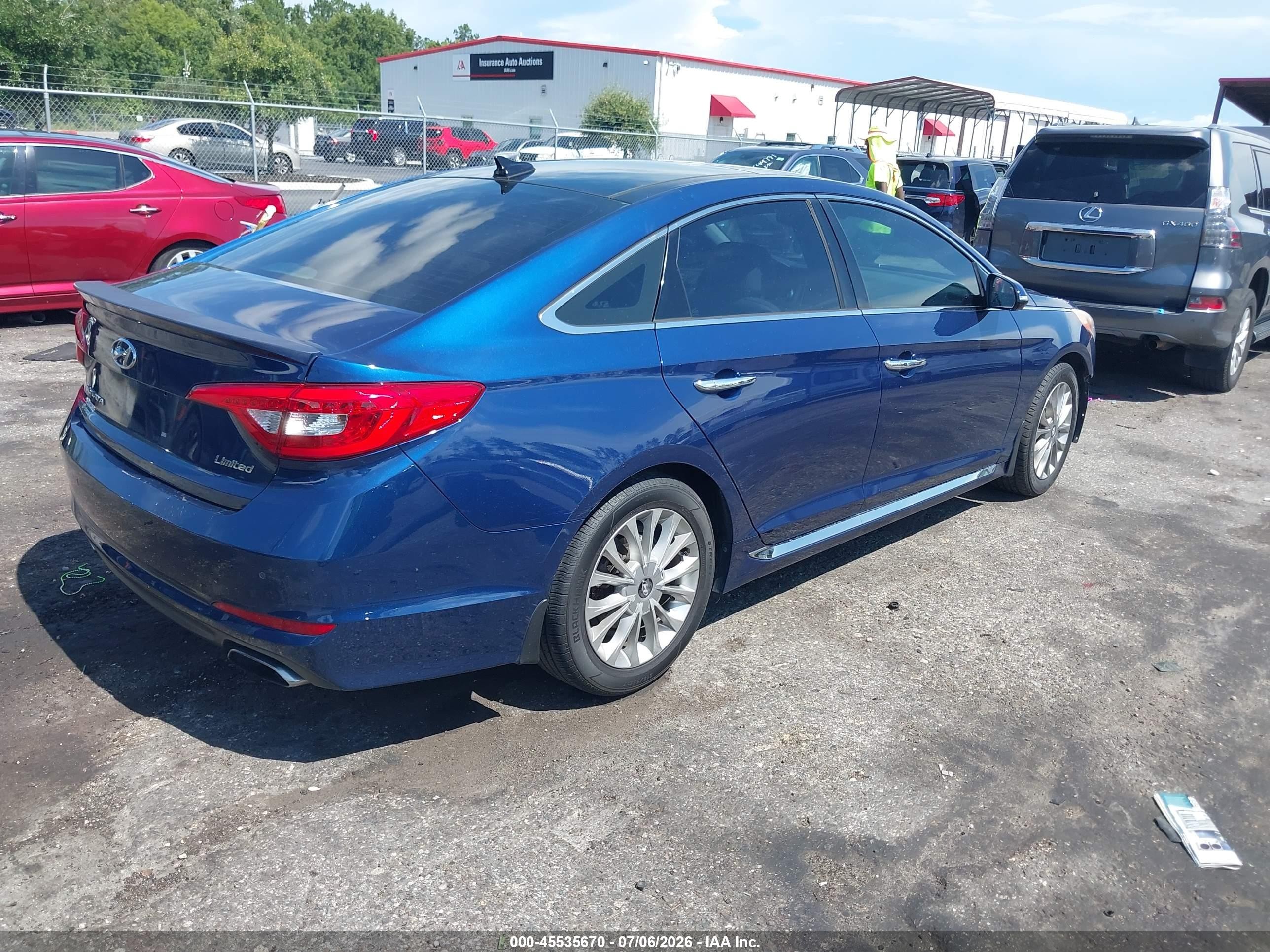 2015 Hyundai Sonata Limited Blue vin: 5NPE34AF9FH150885