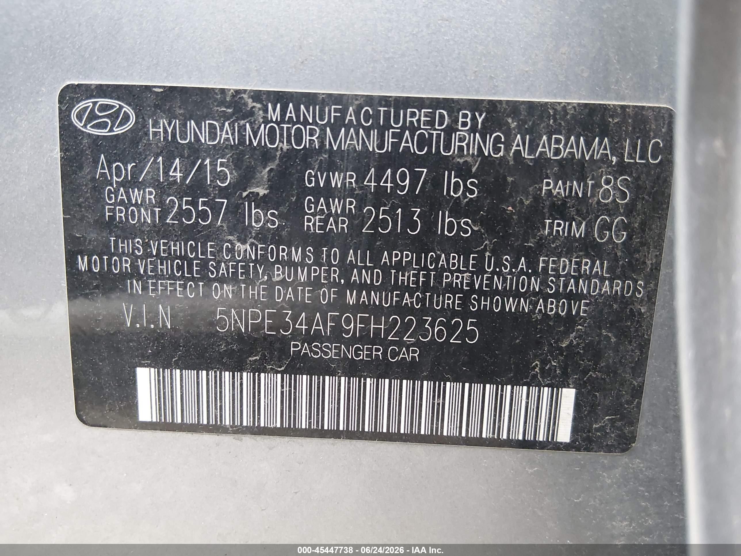 2015 Hyundai Sonata Sport Gray vin: 5NPE34AF9FH223625