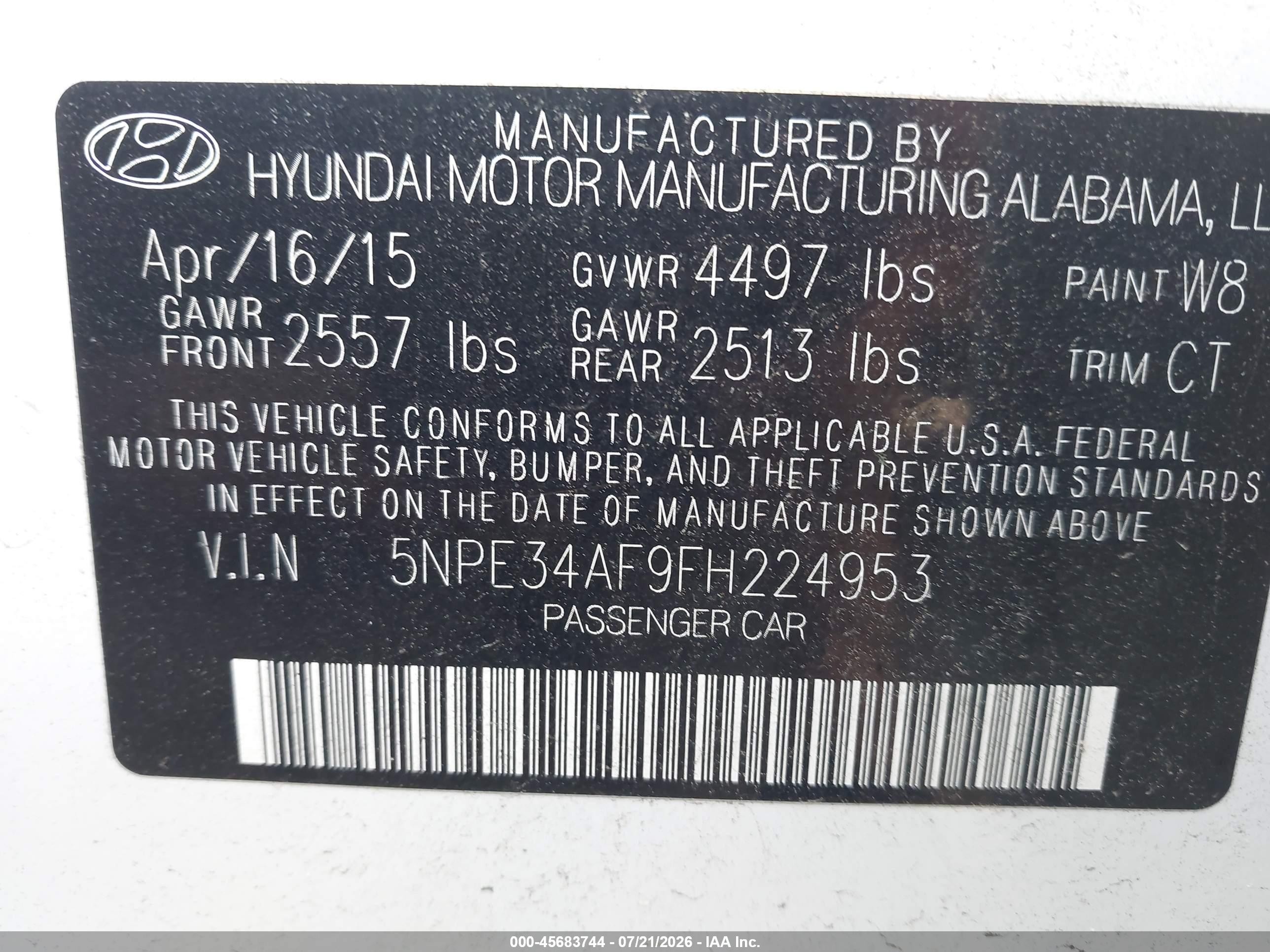 2015 Hyundai Sonata Sport White vin: 5NPE34AF9FH224953