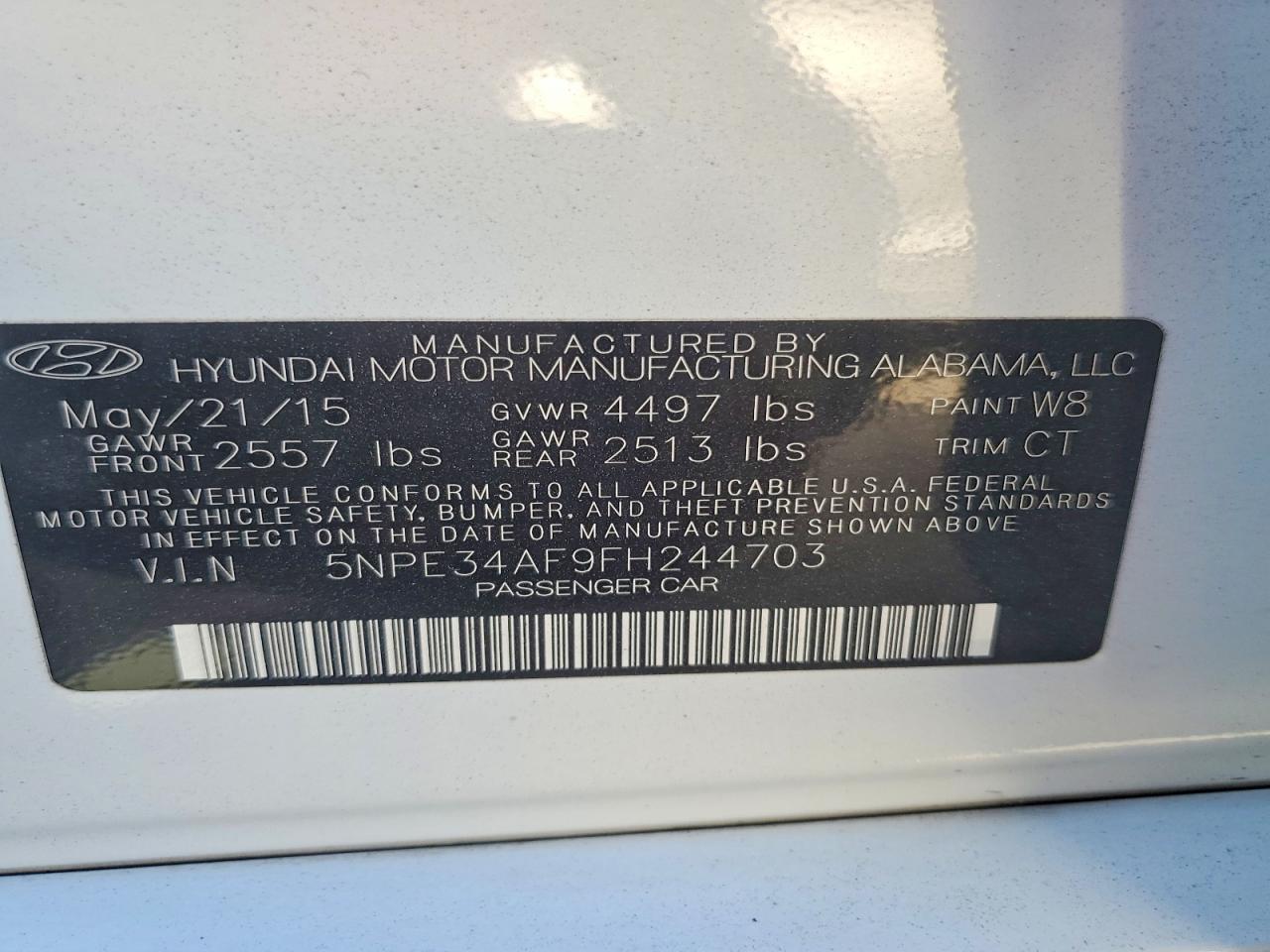 2015 Hyundai Sonata Sport White vin: 5NPE34AF9FH244703