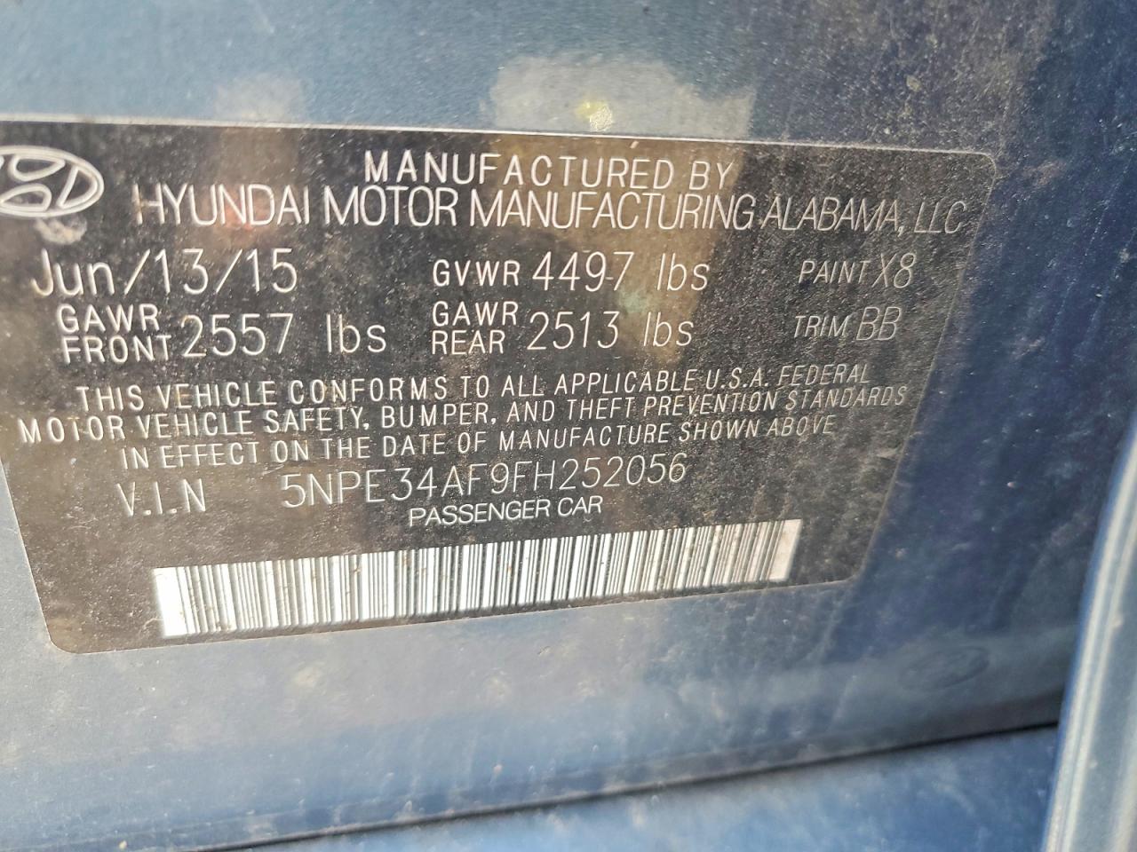 2015 Hyundai Sonata Limited Teal vin: 5NPE34AF9FH252056