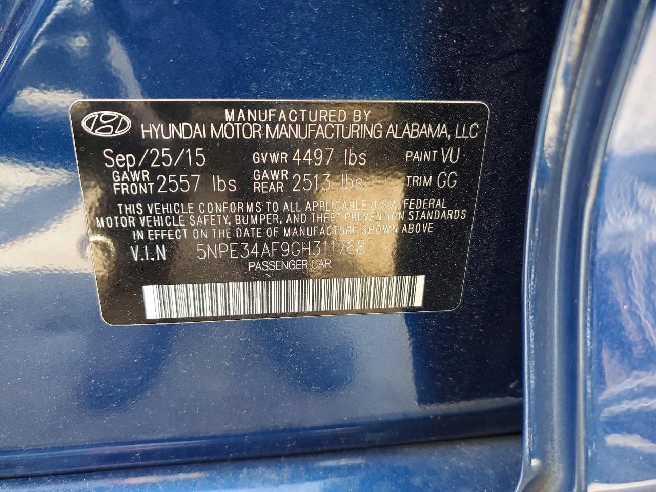 2016 Hyundai Sonata Sport Синий vin: 5NPE34AF9GH311768