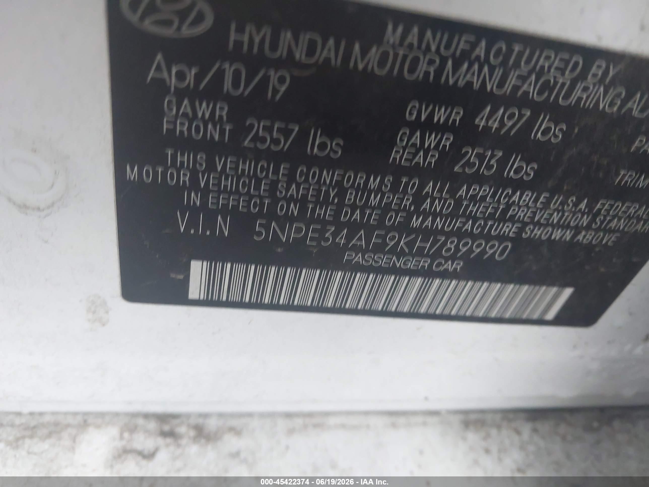 2019 Hyundai Sonata Limited Белый vin: 5NPE34AF9KH789990